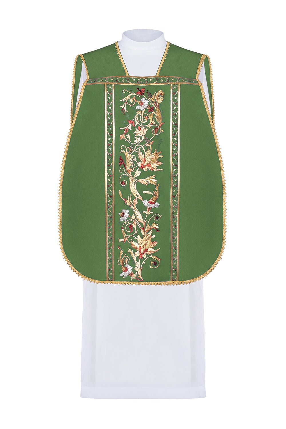 Green Roman Chasuble embroidered with the motif of the Sacred Heart of Jesus KOR/199/01/01 - HAFTINAUSA.COM