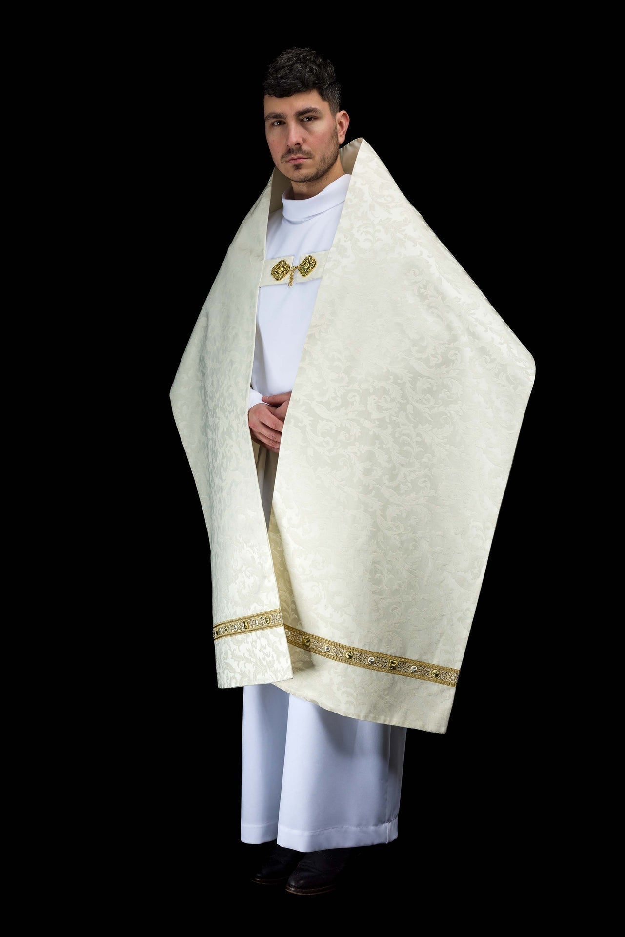 Humeral veil with Paschal Lamb embroidery on jacquard fabric S-4072-05-88 50*270 - CHASUBLES.COM