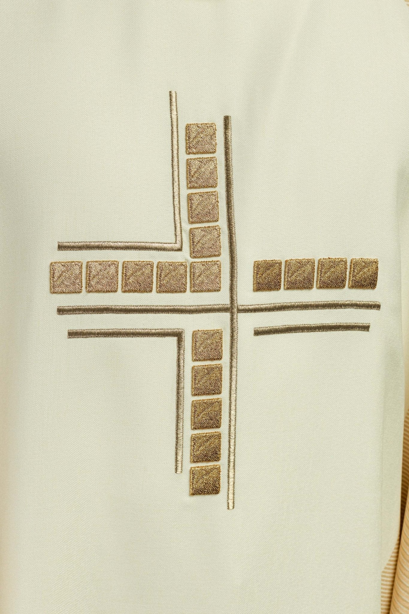 Ivory priests chasuble with printed cross design HA7036-05 ECRU - CHASUBLES.COM