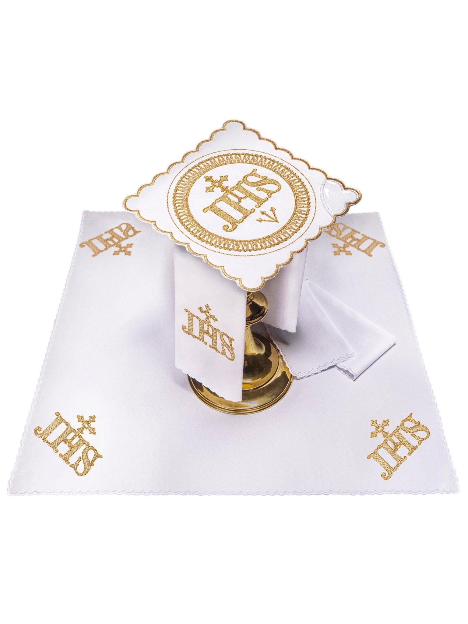 Linen Chalice Linens Embroidered with IHS KK/082 - HAFTINAUSA.COM