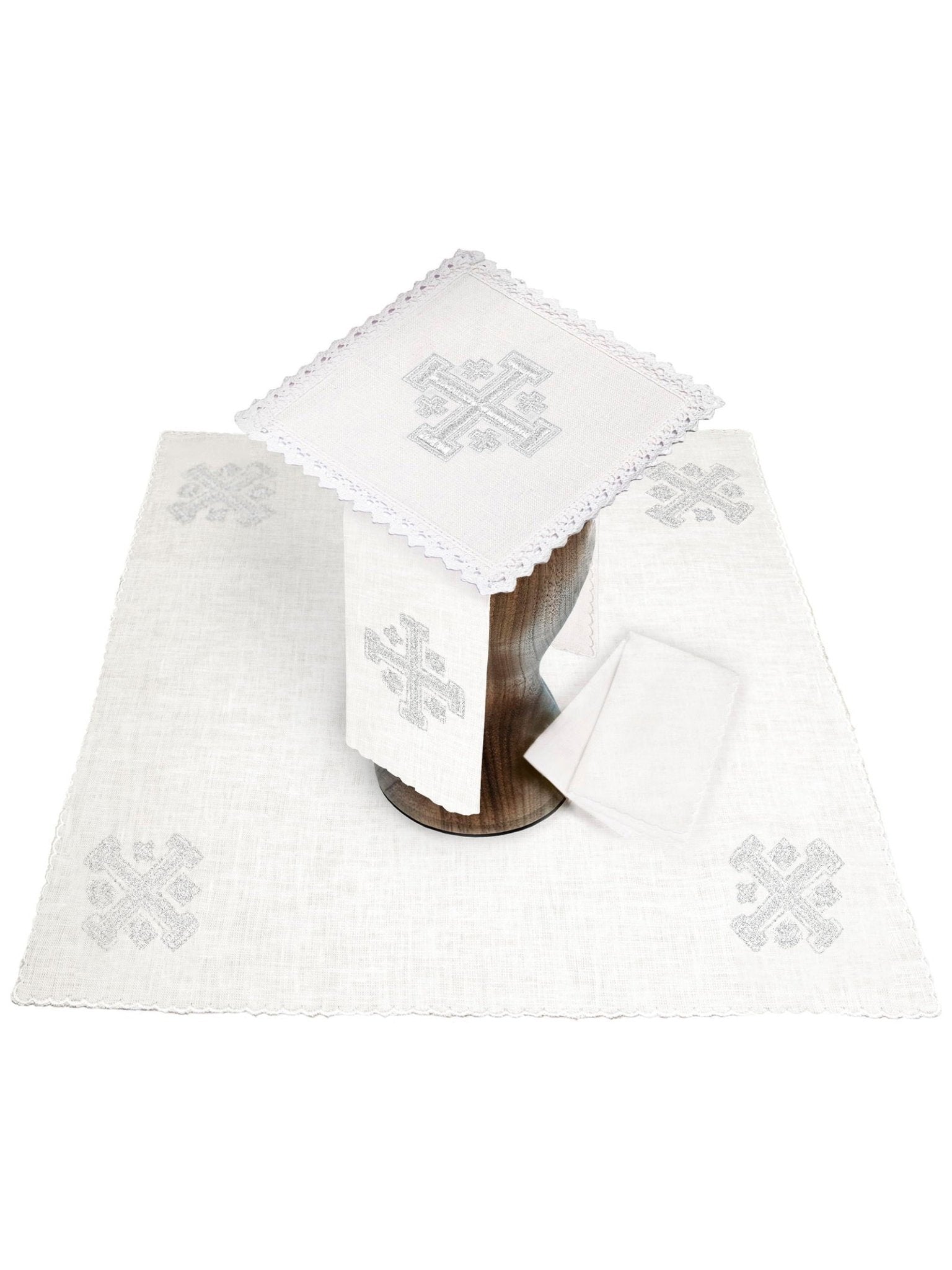 Linen Chalice Linens Embroidered with Jerusalem Cross KKL/030/C2 - HAFTINAUSA.COM