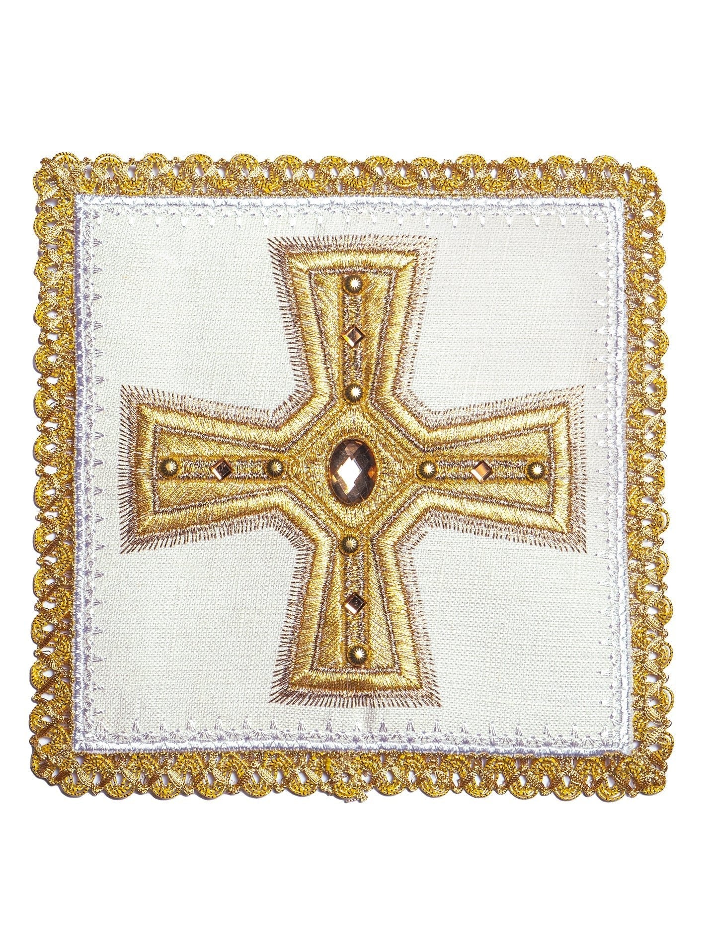 Linen Chalice Linens Richly Embroidered with Stones LE/5003 - HAFTINAUSA.COM
