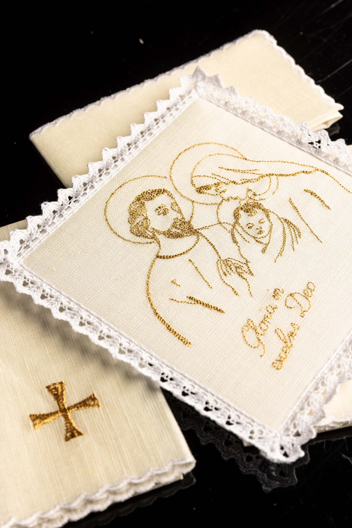 Linen Chalice Linens with Fish Motif KKL/118 - CHASUBLES.COM