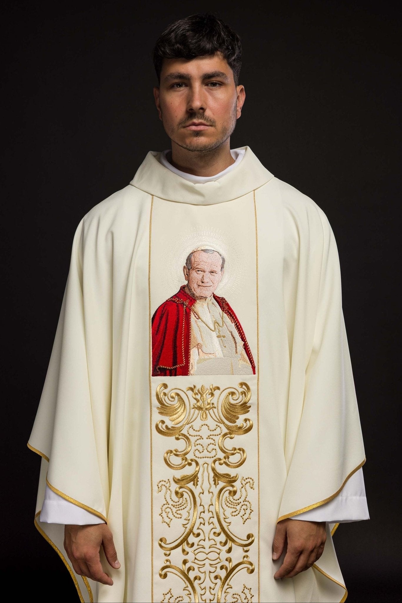 Liturgical Chasuble + Liturgical Stole KOR/96/5/1 Ecru KOR/096/05/01 ECRU - HAFTINAUSA.COM