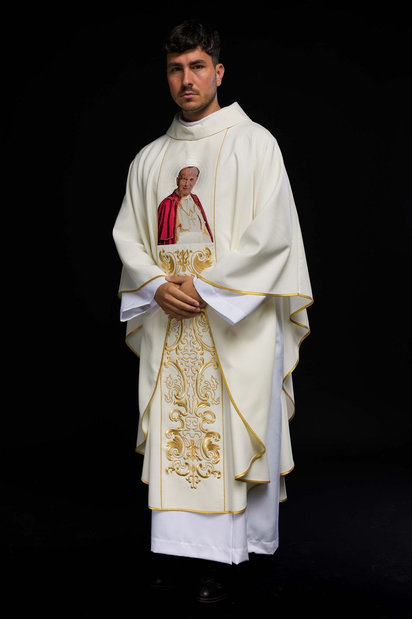 Liturgical Chasuble + Liturgical Stole KOR/96/5/1 Ecru KOR/096/05/01 ECRU - HAFTINAUSA.COM