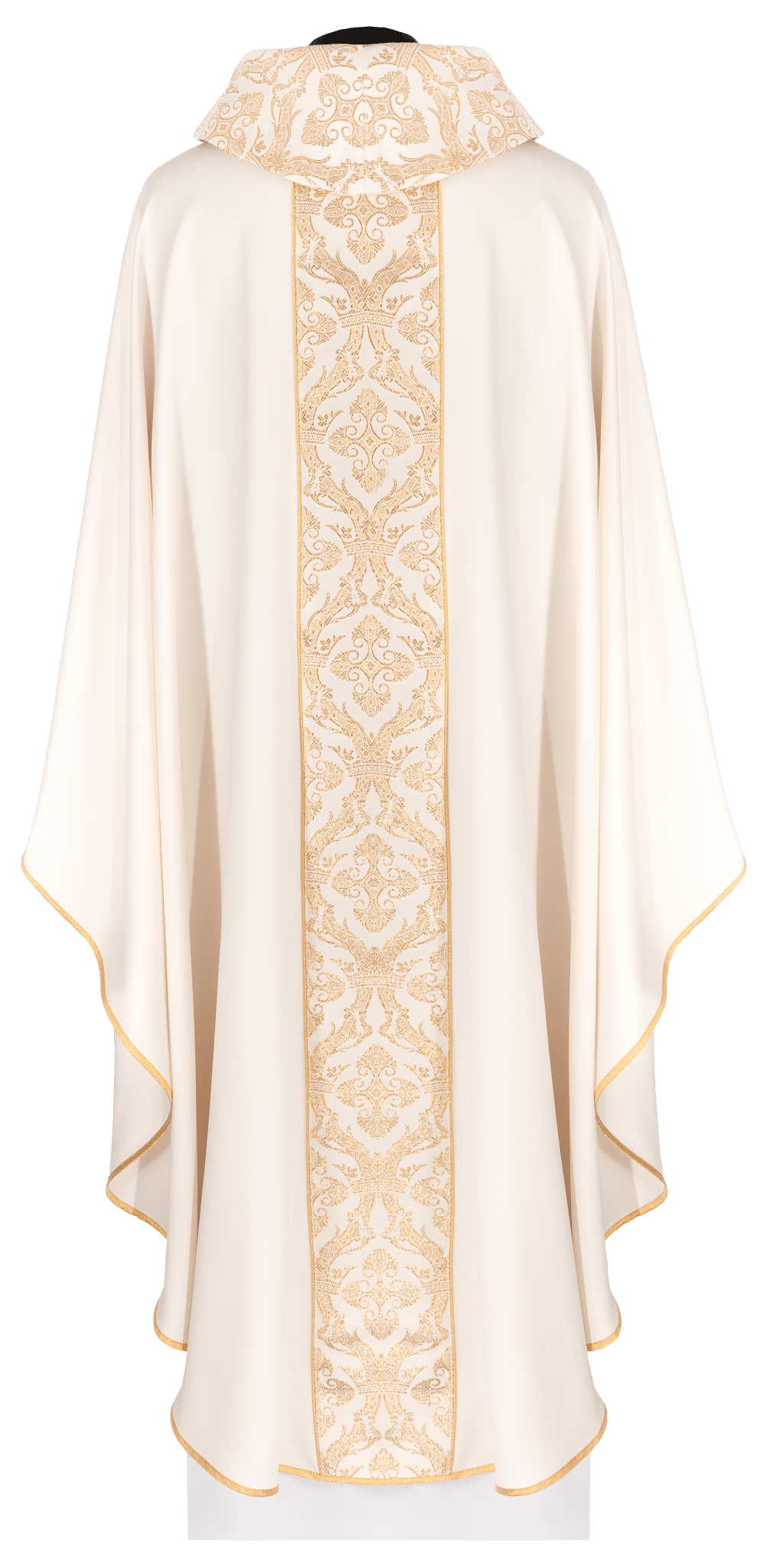 Liturgical chasuble with an embroidered band and collar in ecru color KDT/7014/05/01 - CHASUBLES.COM