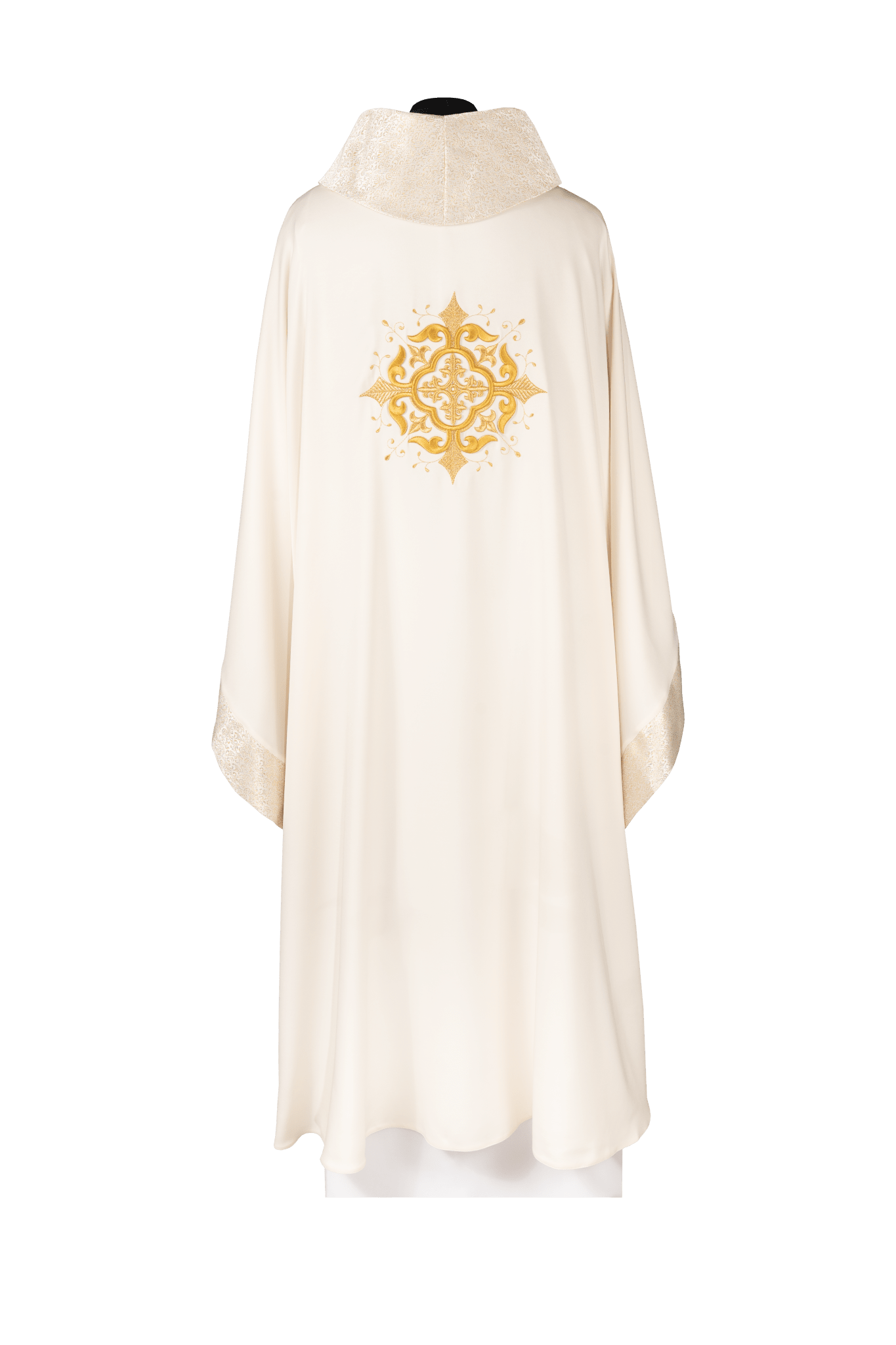 Liturgical chasuble with embroidered cross motif and rich ecru detailing KDT/7021/05/53 - CHASUBLES.COM