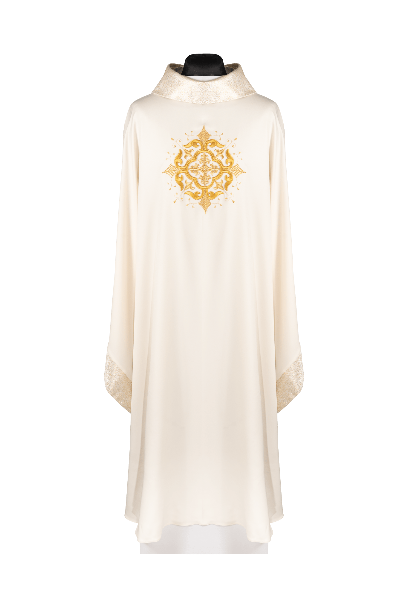 Liturgical chasuble with embroidered cross motif and rich ecru detailing KDT/7021/05/53 - CHASUBLES.COM