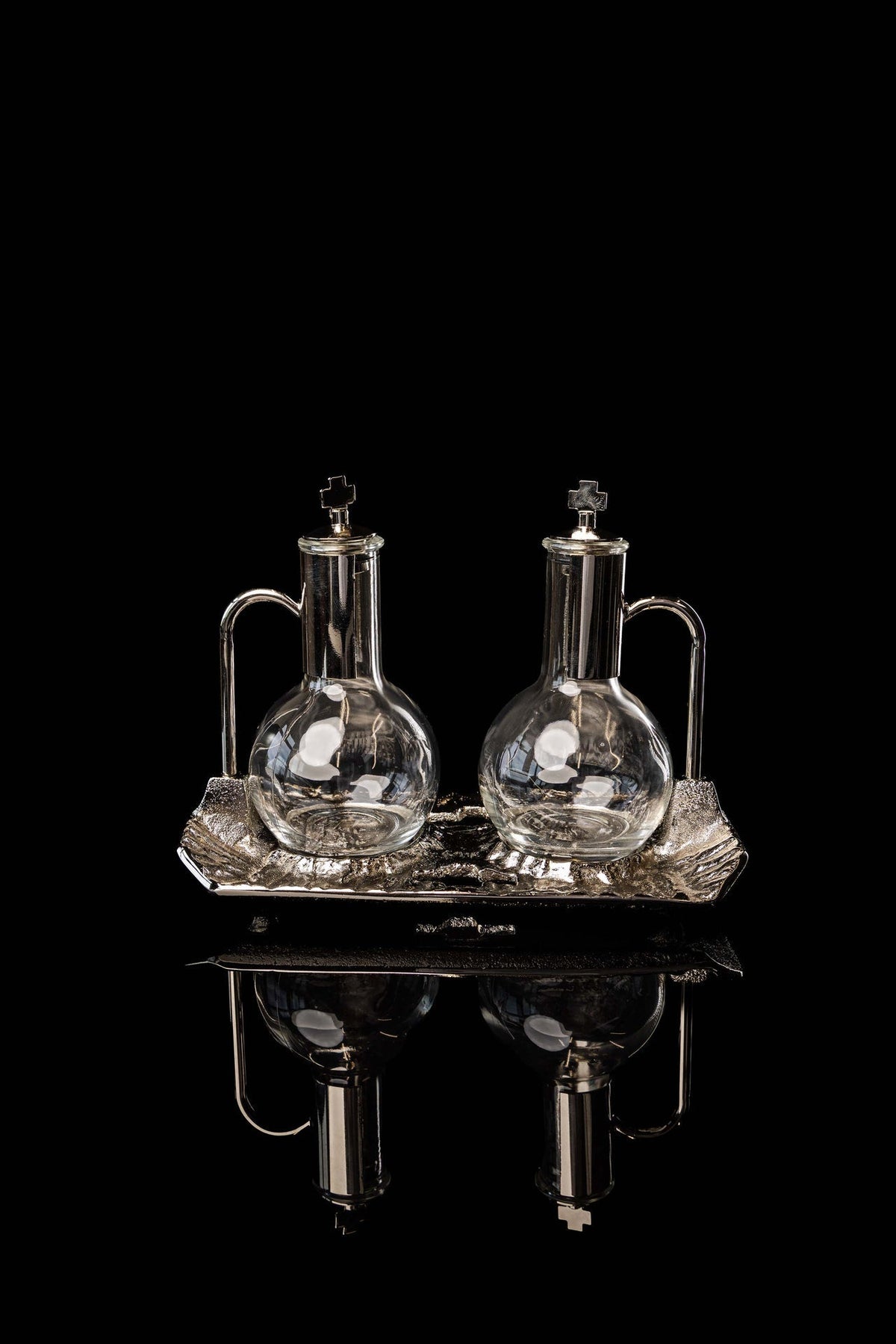 Liturgical Cruets with Nickel-Plated Tray, 100 ml DM/AM/001/S - CHASUBLES.COM
