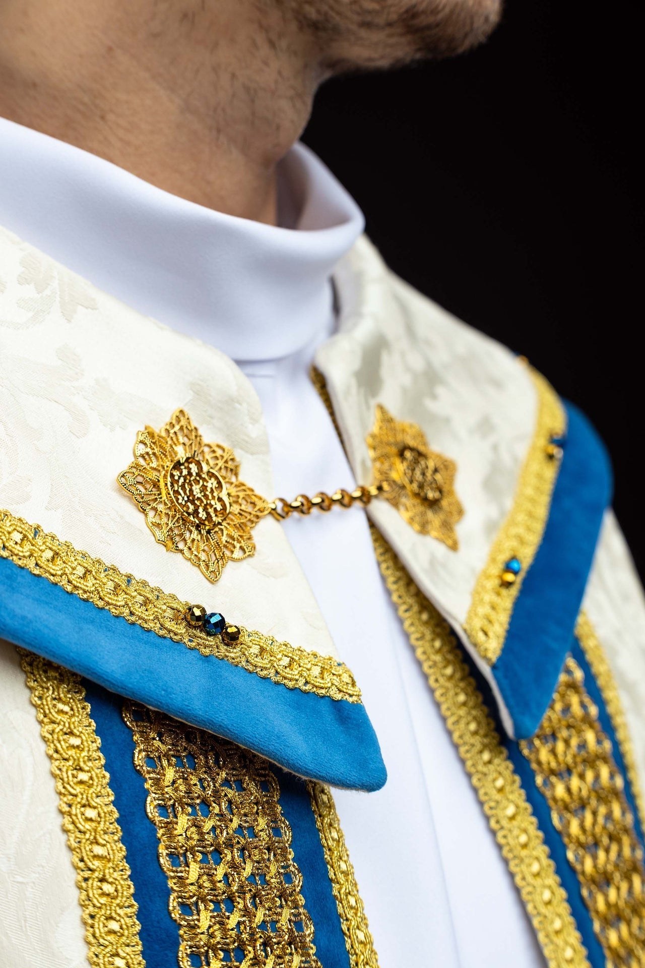 Marian Cope with Natural Stones Handmade 3006 HM/3006/05/88 145cm - CHASUBLES.COM