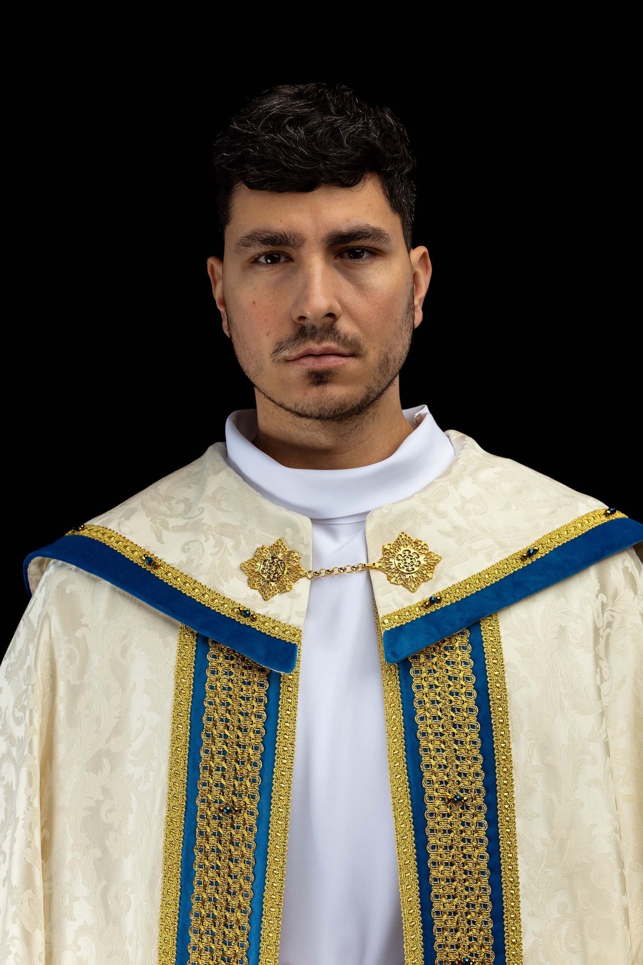 Marian Cope with Natural Stones Handmade 3006 HM/3006/05/88 145cm - CHASUBLES.COM