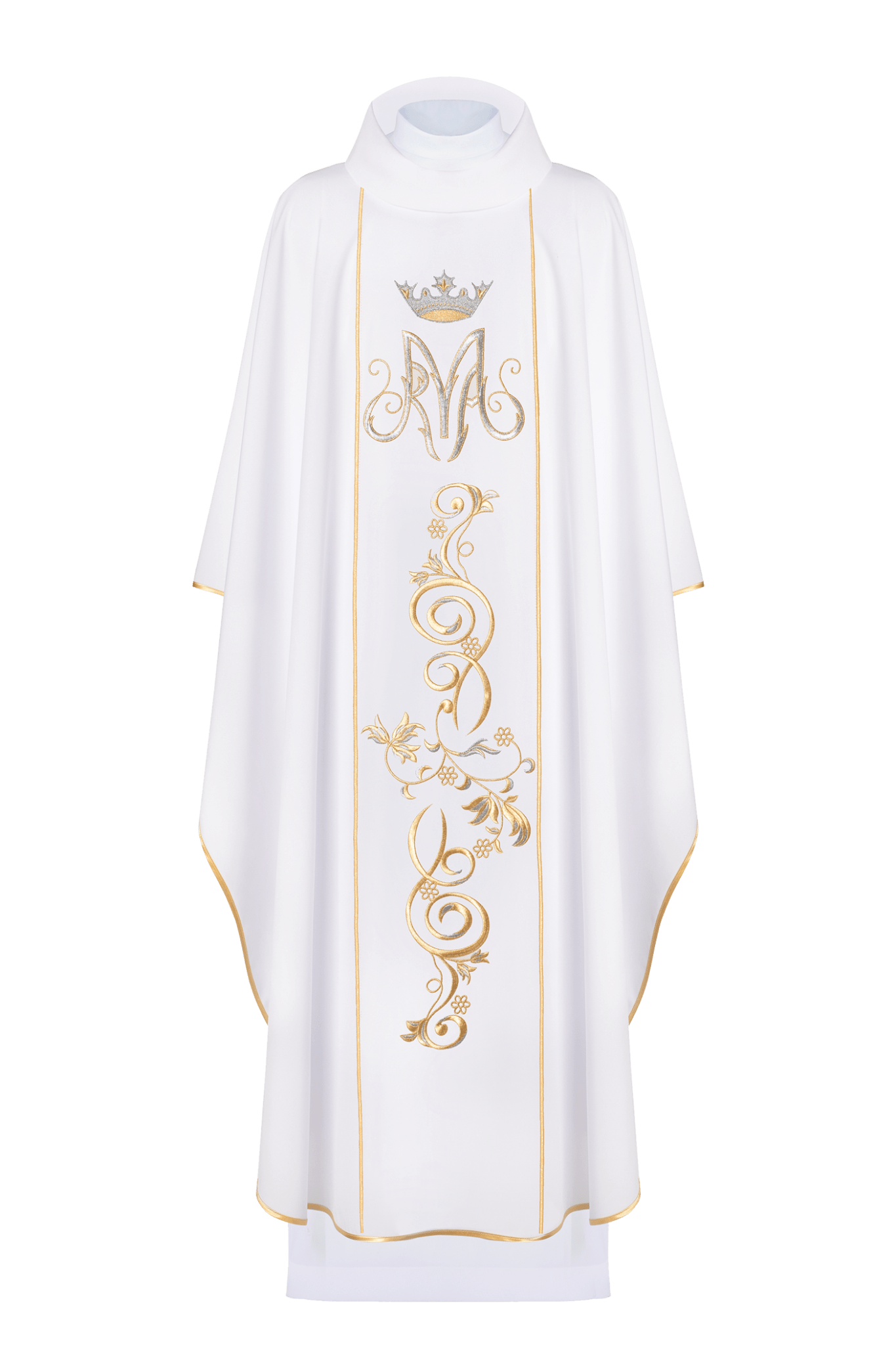 Marian liturgical chasuble with white embroidered bel KOR/072/04/01 BIAŁY - HAFTINAUSA.COM