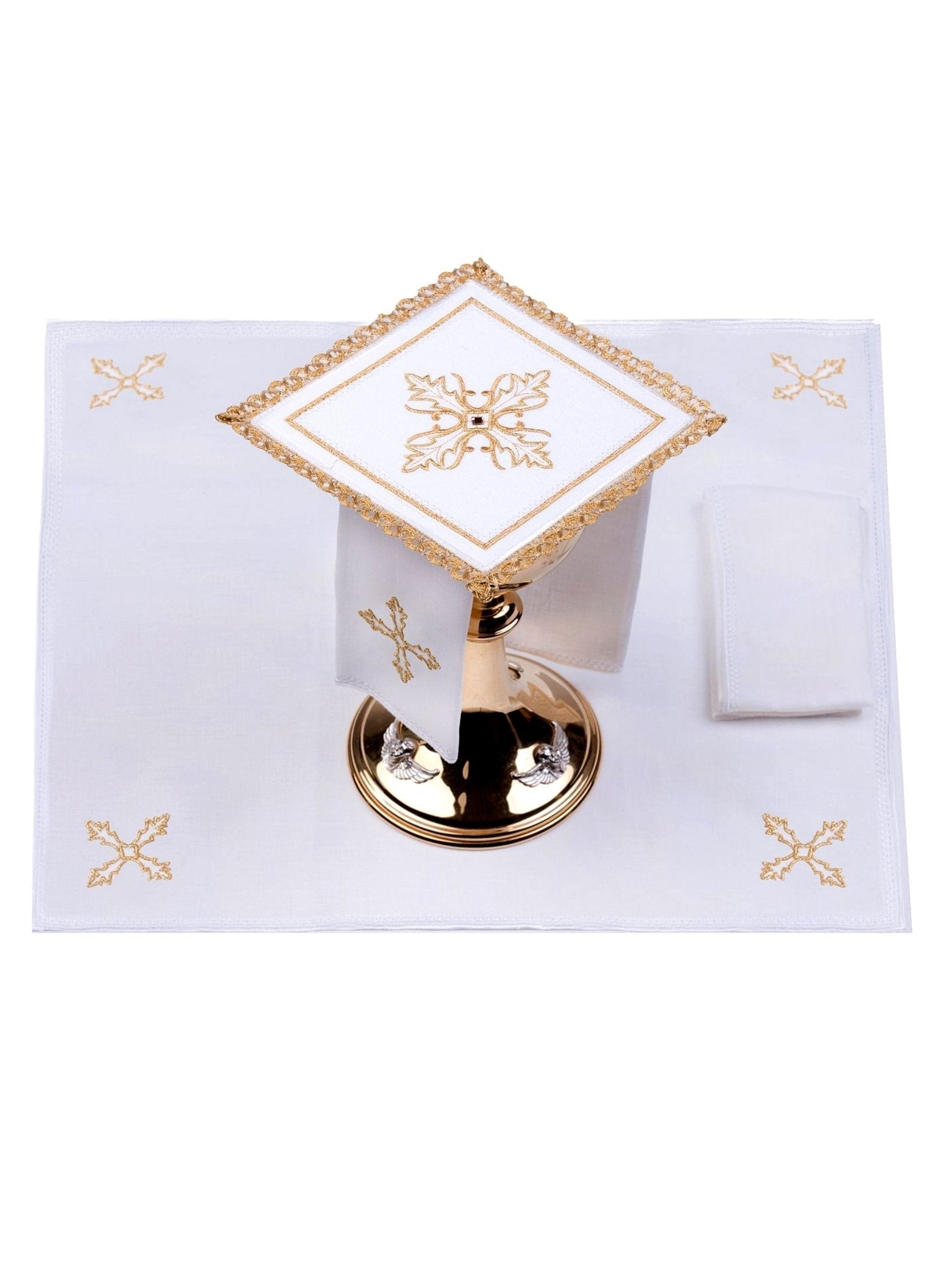 Mass linen set with cross embroidery S - 5012 - HAFTINAUSA.COM
