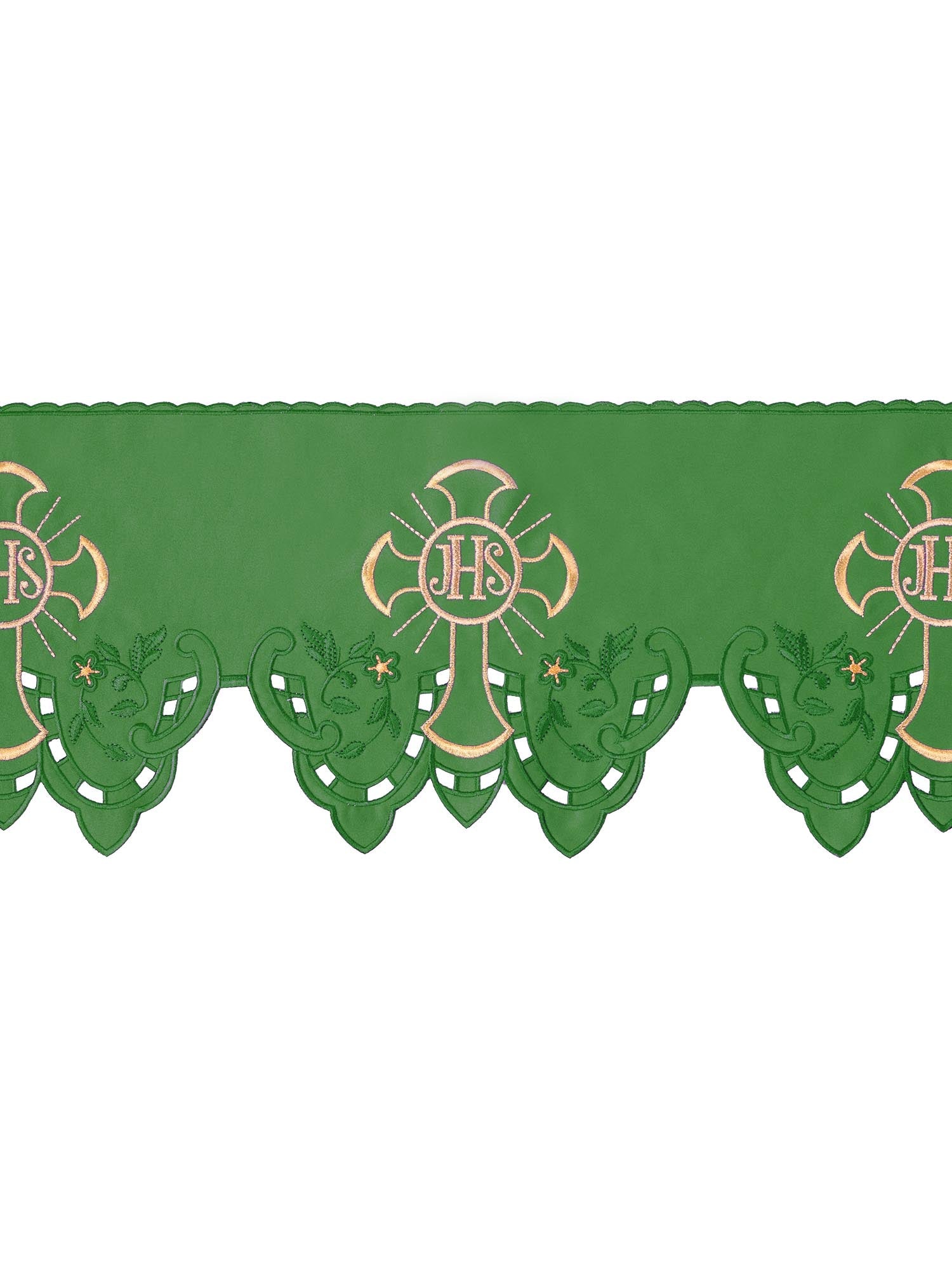 Metric with front embroidery IHS Cross Green KOM/055/01 22cm 3,5m - HAFTINAUSA.COM