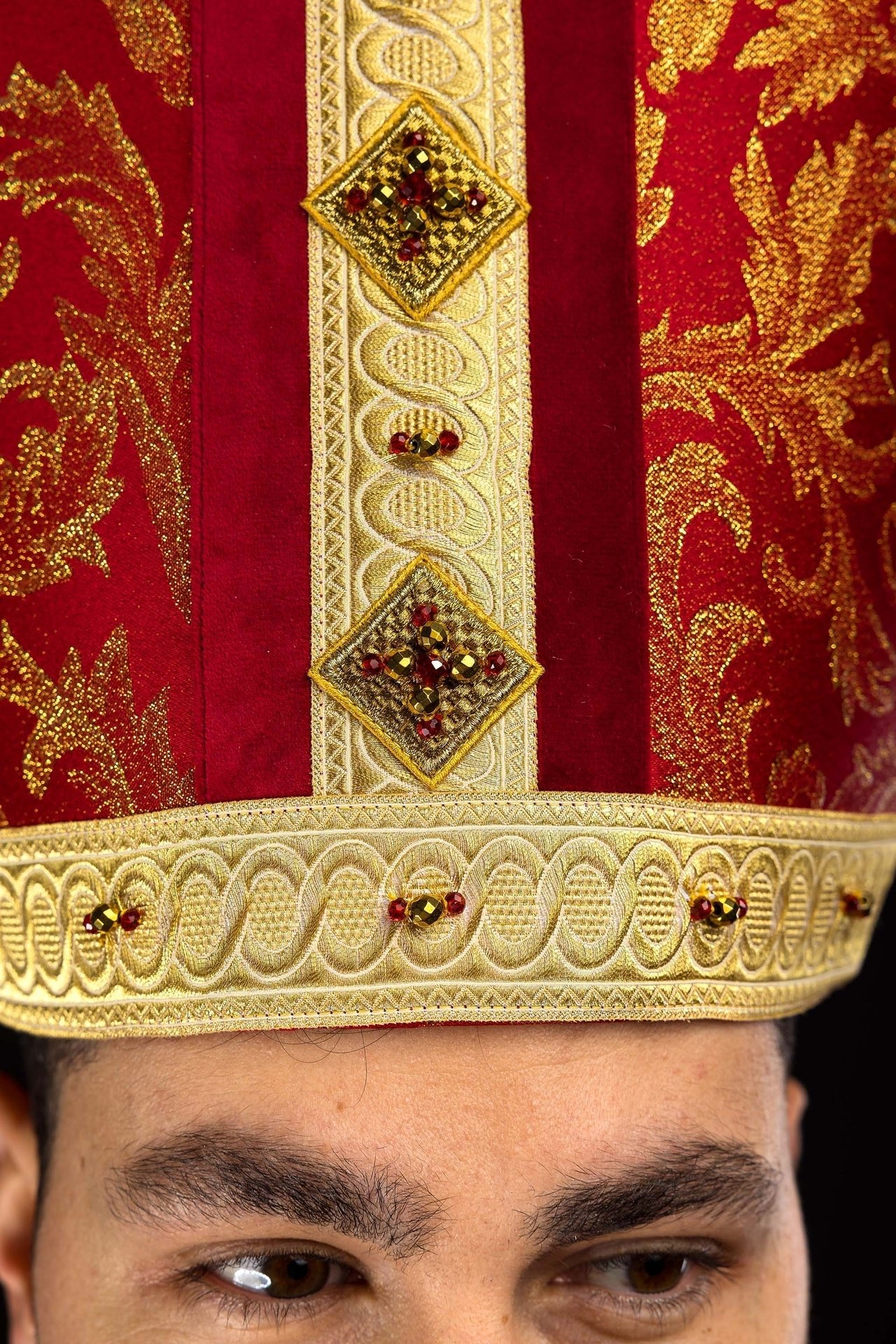 Mitre with natural stones Handmade 9003 HM/9003/02/90-1 - CHASUBLES.COM