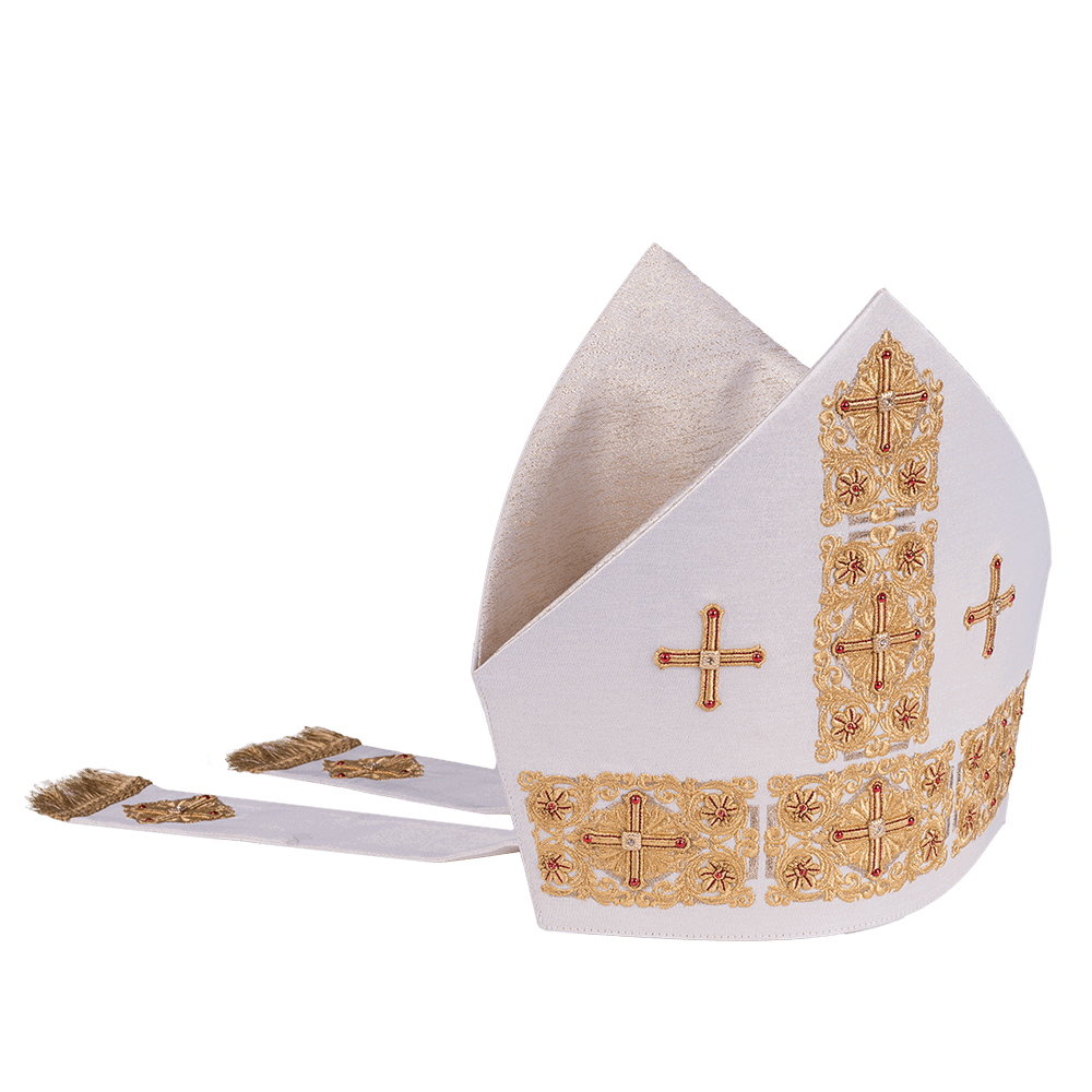 Mitre with rich embroidery and cross symbol LE/91 LE/9010/10 - HAFTINAUSA.COM