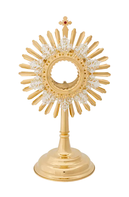 Gilded Brass Monstrance adorned with Ruby