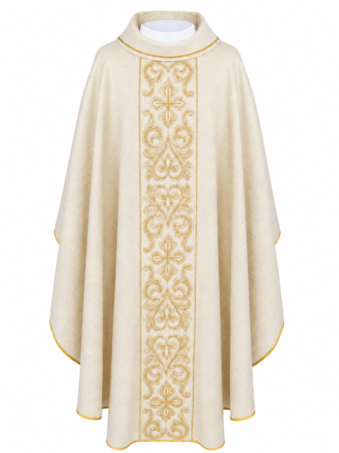 Ecru Chasuble Richly Embroidered with Cross Motifs