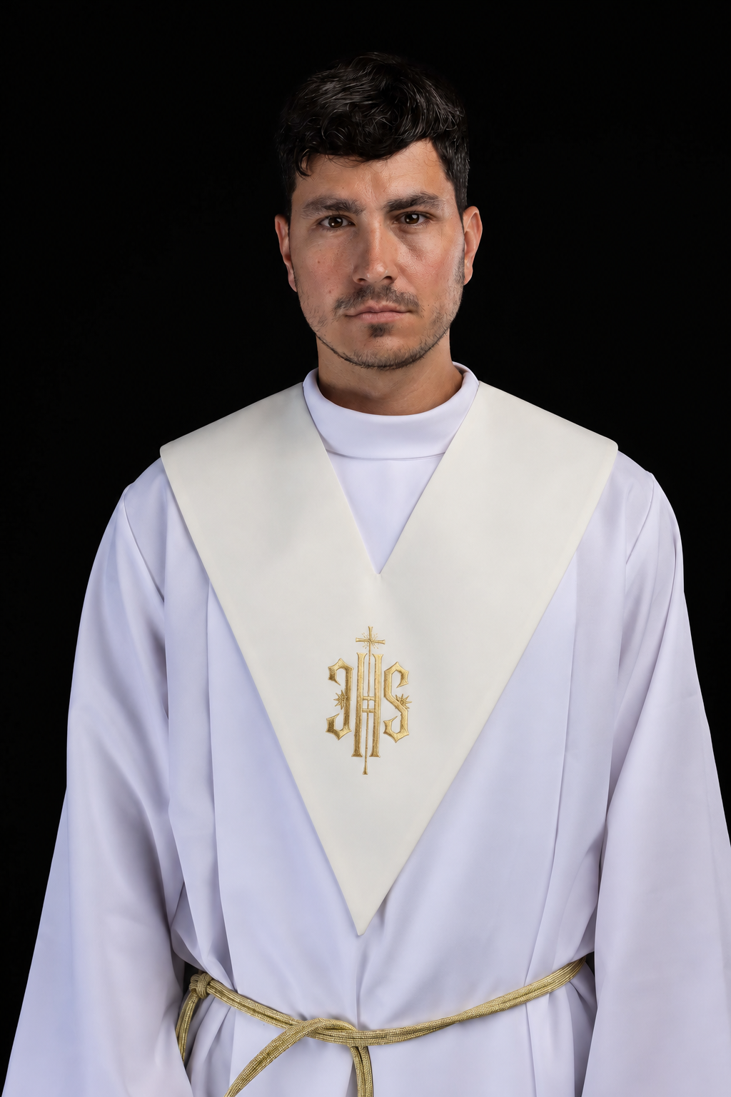 Ecru Lector's Pallium with Gold IHS Embroidery