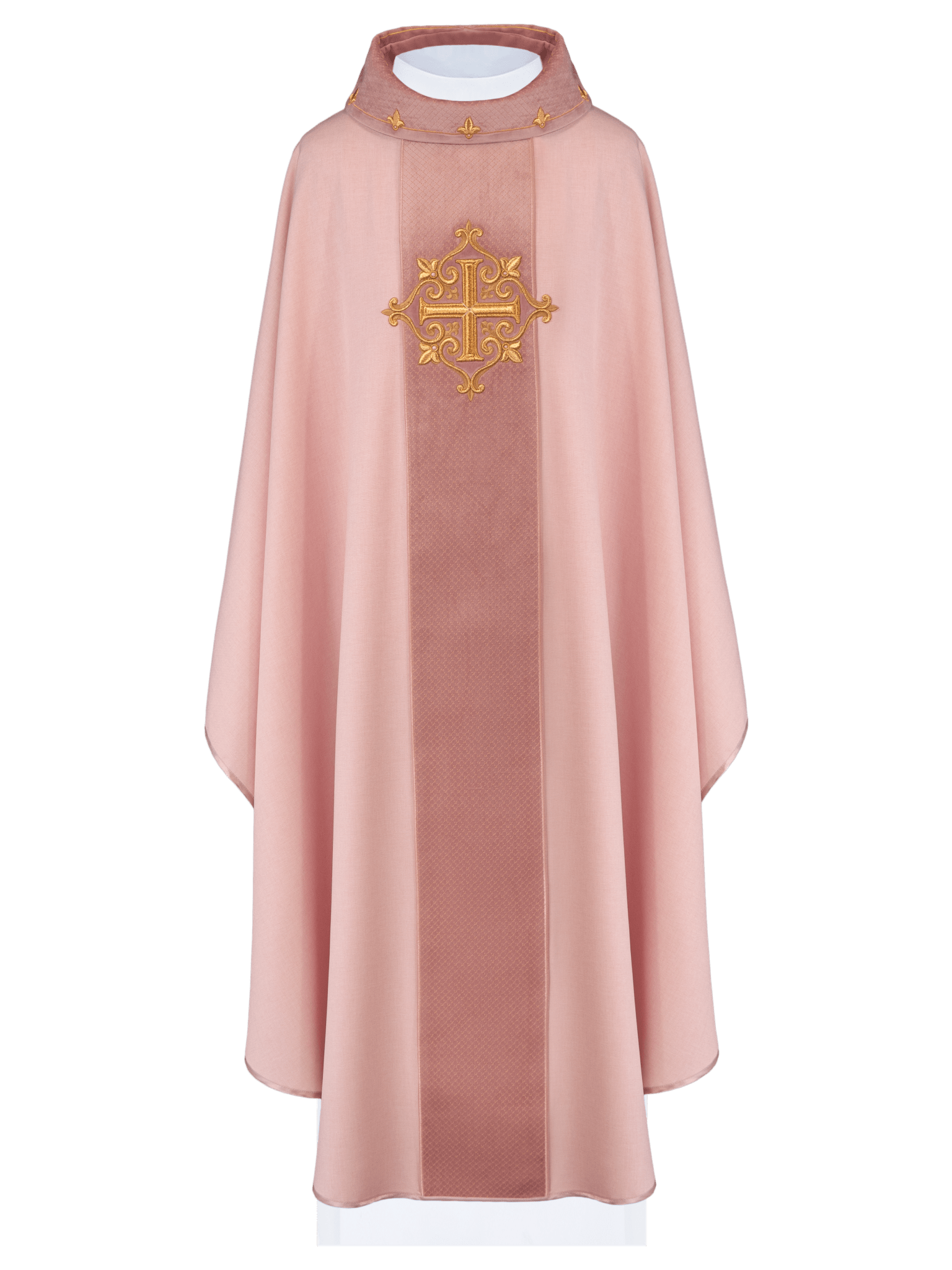 Pink Chasuble with Embroidered Cross Symbol LE/7029/08 - HAFTINAUSA.COM