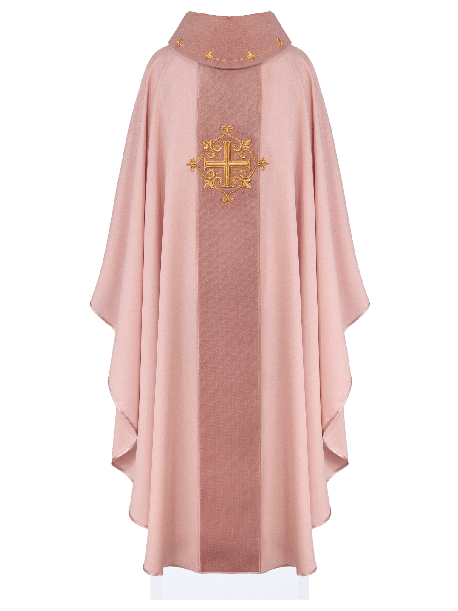 Pink Chasuble with Embroidered Cross Symbol LE/7029/08 - HAFTINAUSA.COM