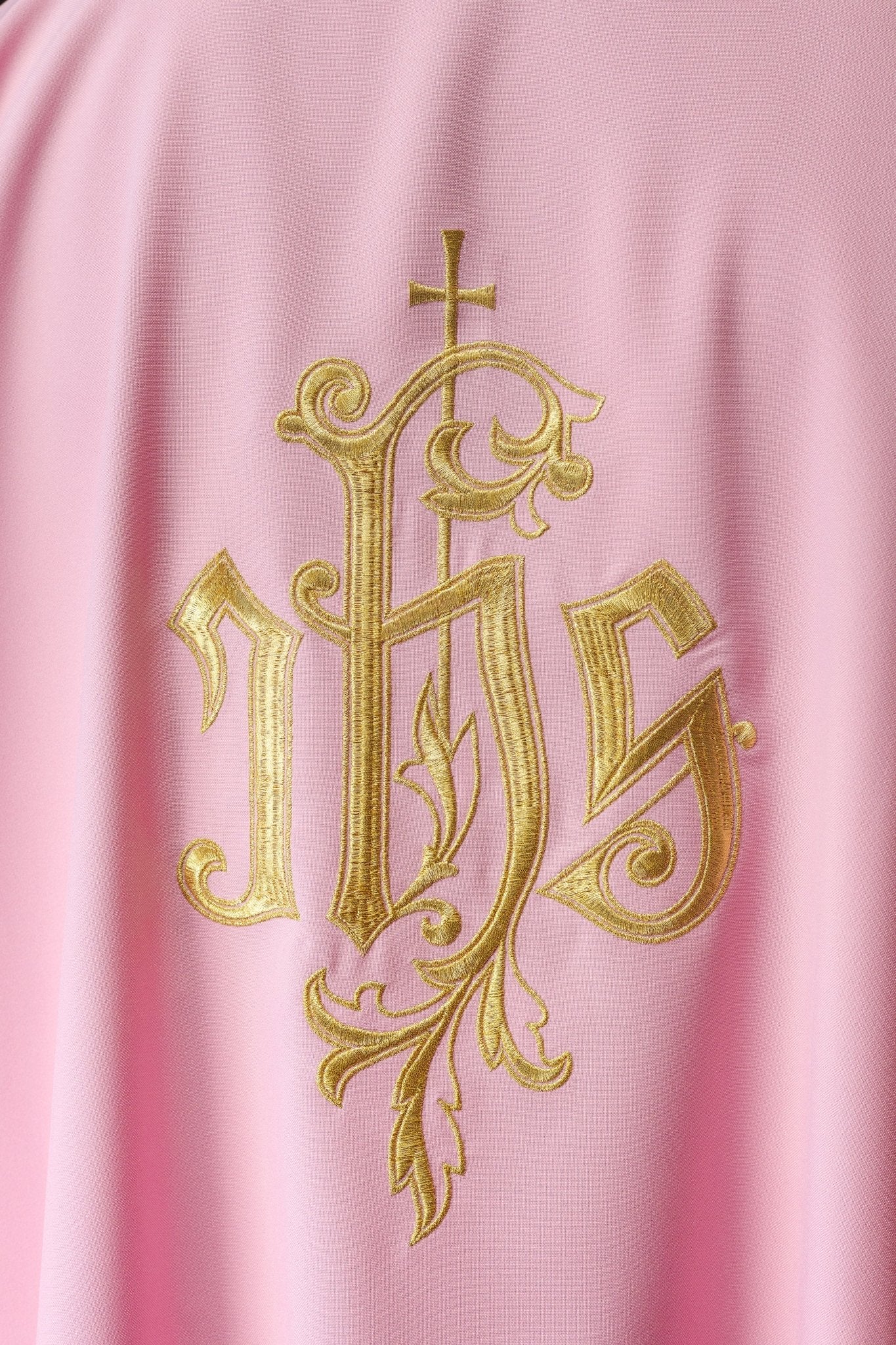 Pink IHS Embroidered Dalmatics KDL/032/08/12/D - HAFTINAUSA.COM