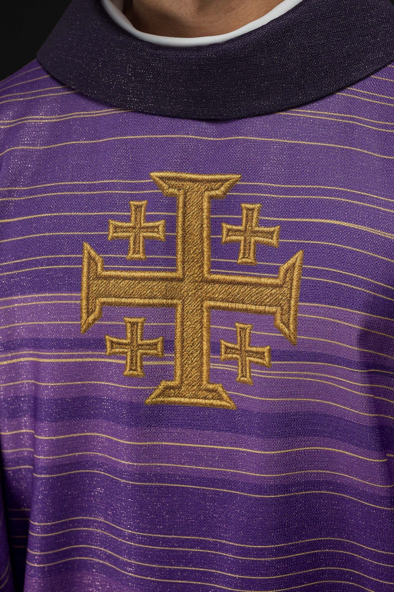 Printed Chasuble with Jerusalem Cross – Purple KOD/7001/03/40 - CHASUBLES.COM