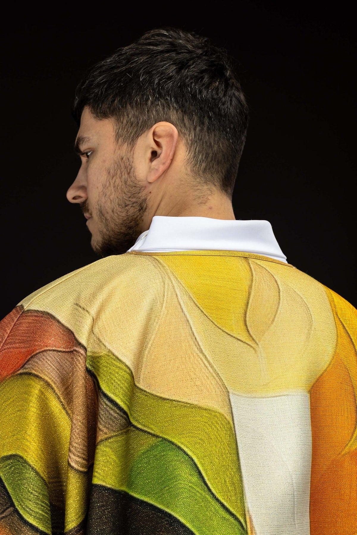 Printed colorful dalmatic with a cross motif KOD/1005/99/40 - CHASUBLES.COM