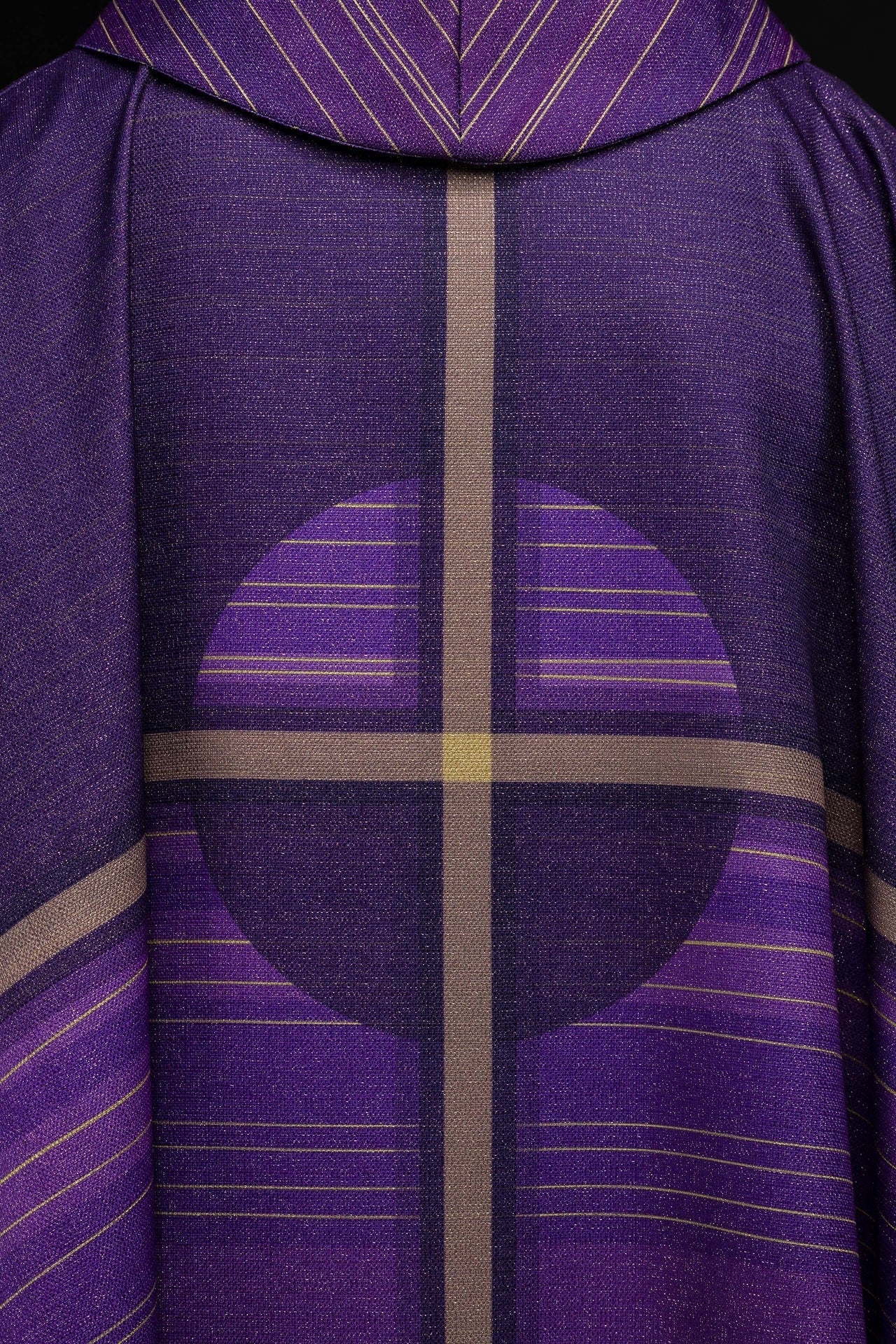 Printed Purple Chasuble with Cross Motif KOD/7010/03/40 - CHASUBLES.COM