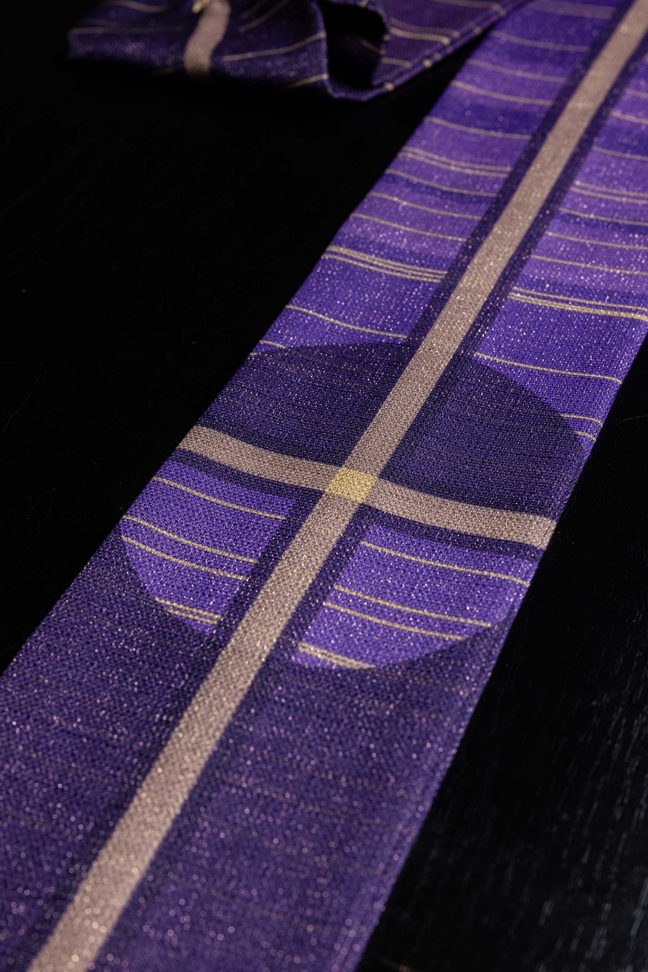 Printed Purple Chasuble with Cross Motif KOD/7010/03/40 - CHASUBLES.COM