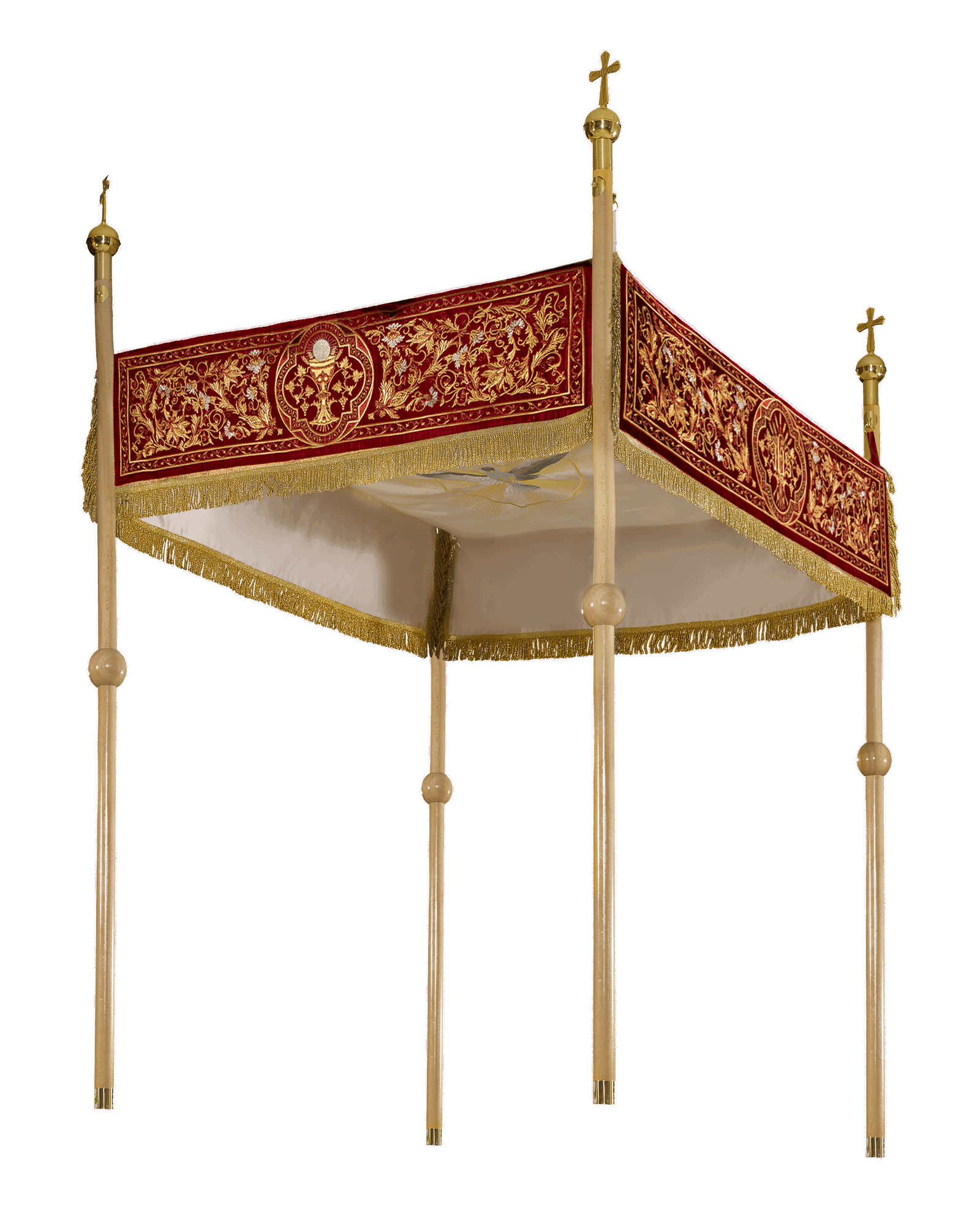 Processional canopy for Corpus Christi made of maroon velvet KBA/004/05/20/PA 140*160 - HAFTINAUSA.COM