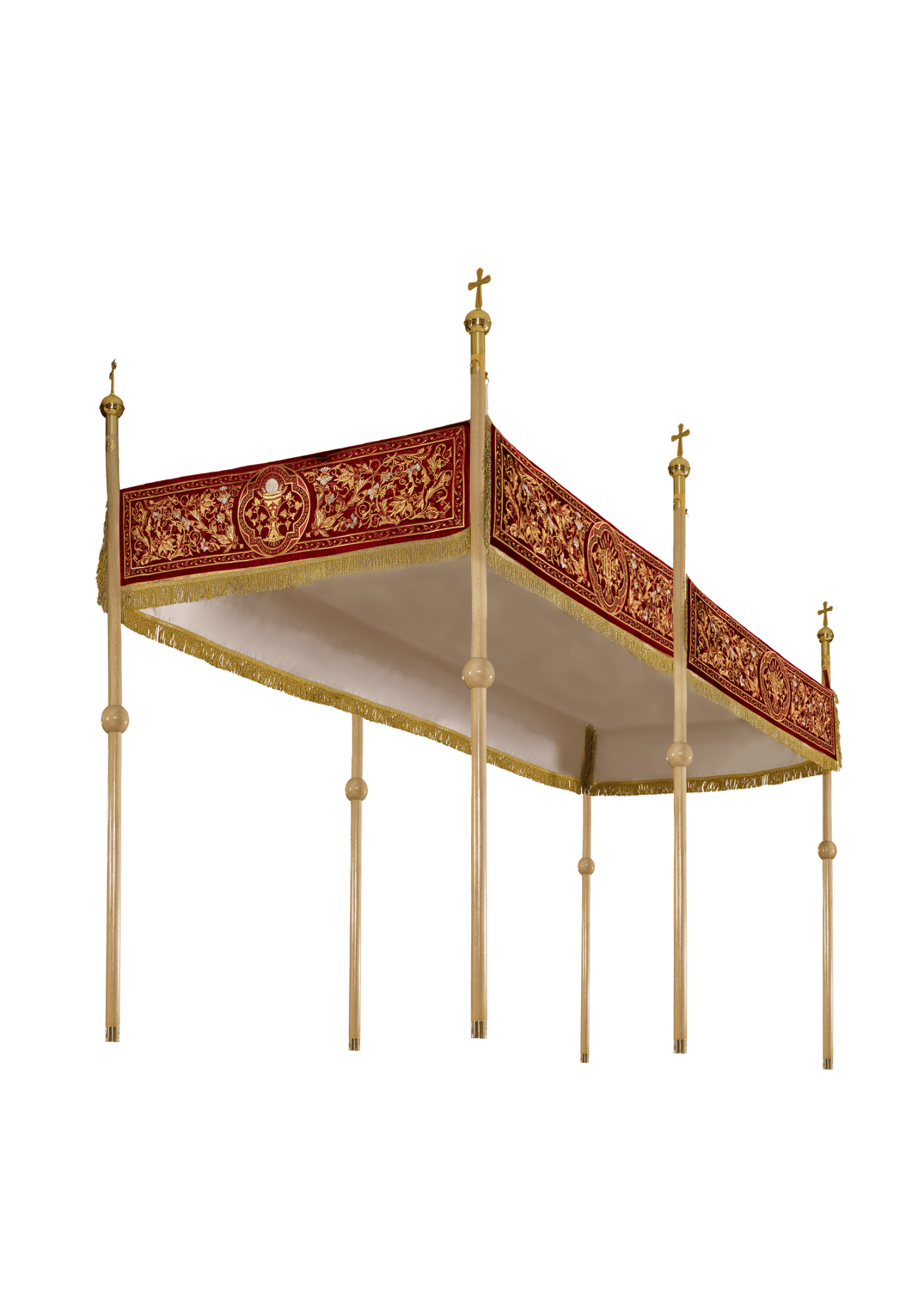 Processional canopy for Corpus Christi made of maroon velvet KBA/004/05/20/PA 150*250 AKSAMIT BORDO - HAFTINAUSA.COM