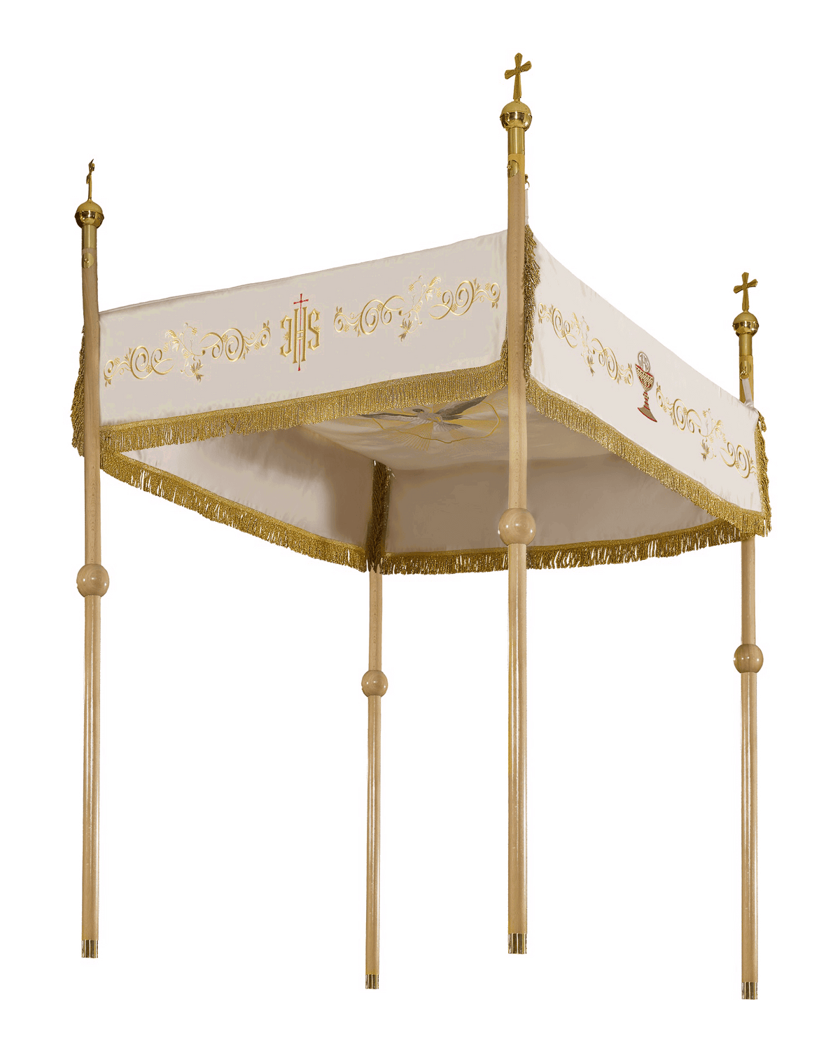 Corpus Christi Processional Canopy | Ecru Satin with Modern IHS ...