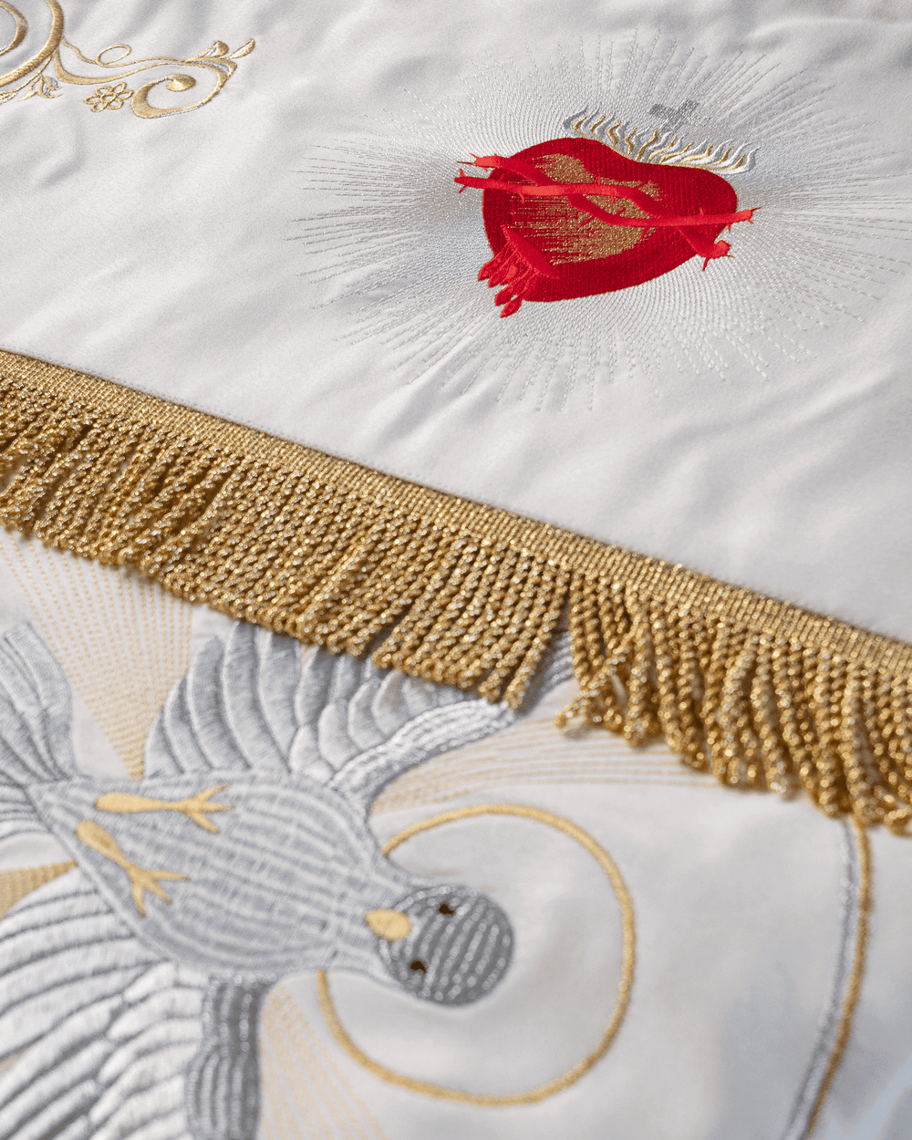 Corpus Christi Processional Canopy | Ecru Satin with Modern IHS ...