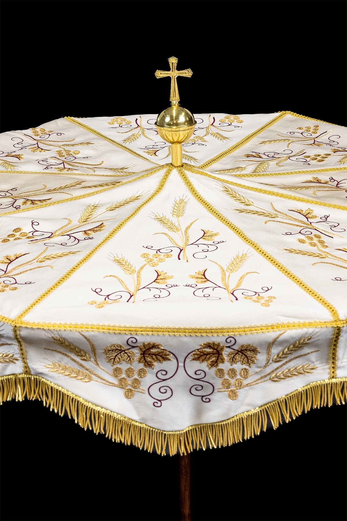 Processional Umbrella for Corpus Christi KPP/001/05/20 o 100cm ECRU SAT. - CHASUBLES.COM