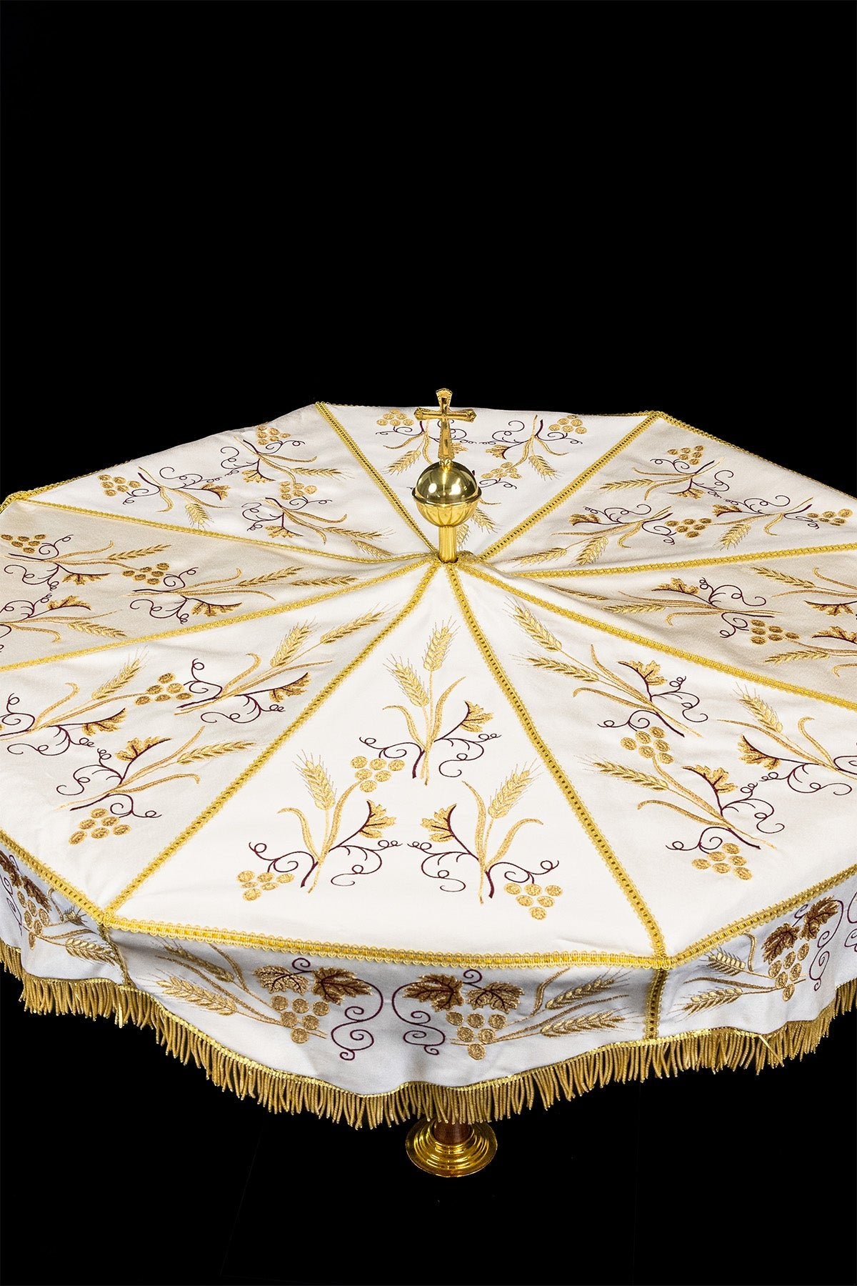 Processional Umbrella for Corpus Christi KPP/001/05/20 o 100cm ECRU SAT. - CHASUBLES.COM