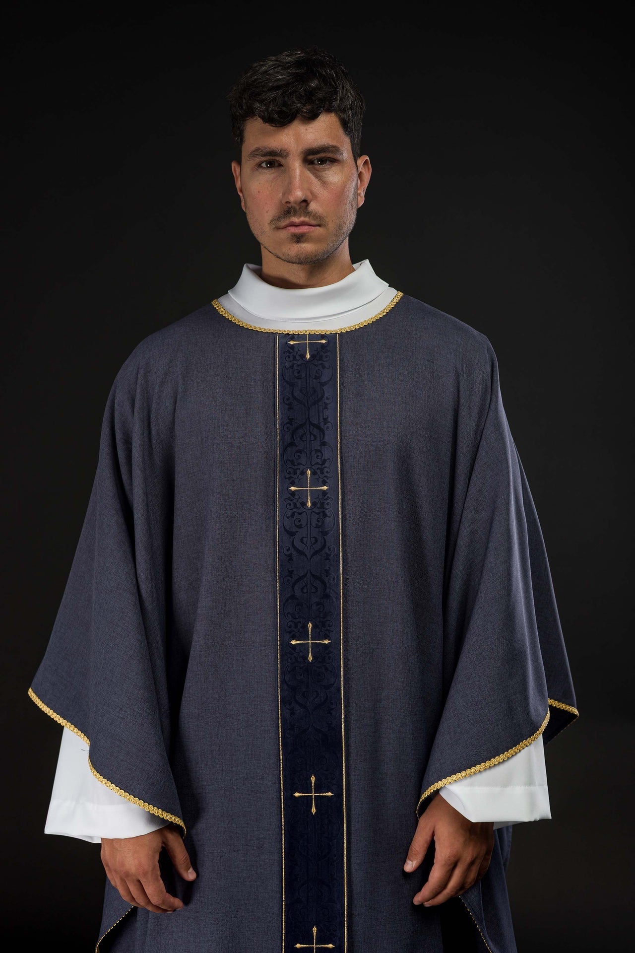 Purple Chasuble with Embroidered Cross Band LE/7074/03 - CHASUBLES.COM