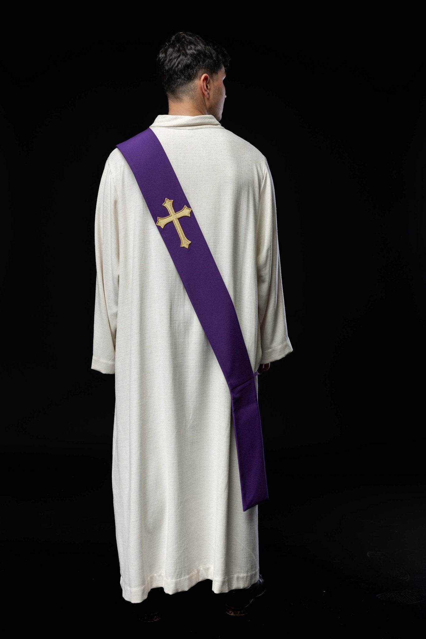 Purple Deacon stole with a Cross KSD/133/03/01 FIOLET - HAFTINAUSA.COM