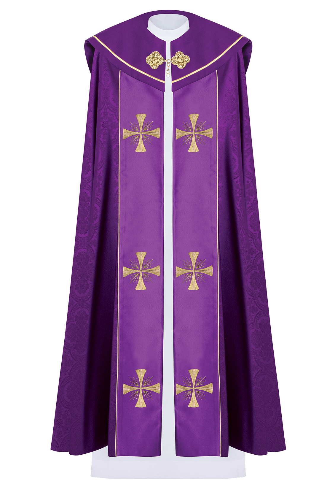 Purple liturgical cope with golden IHS KDT/3047/03/20 145CM - CHASUBLES.COM
