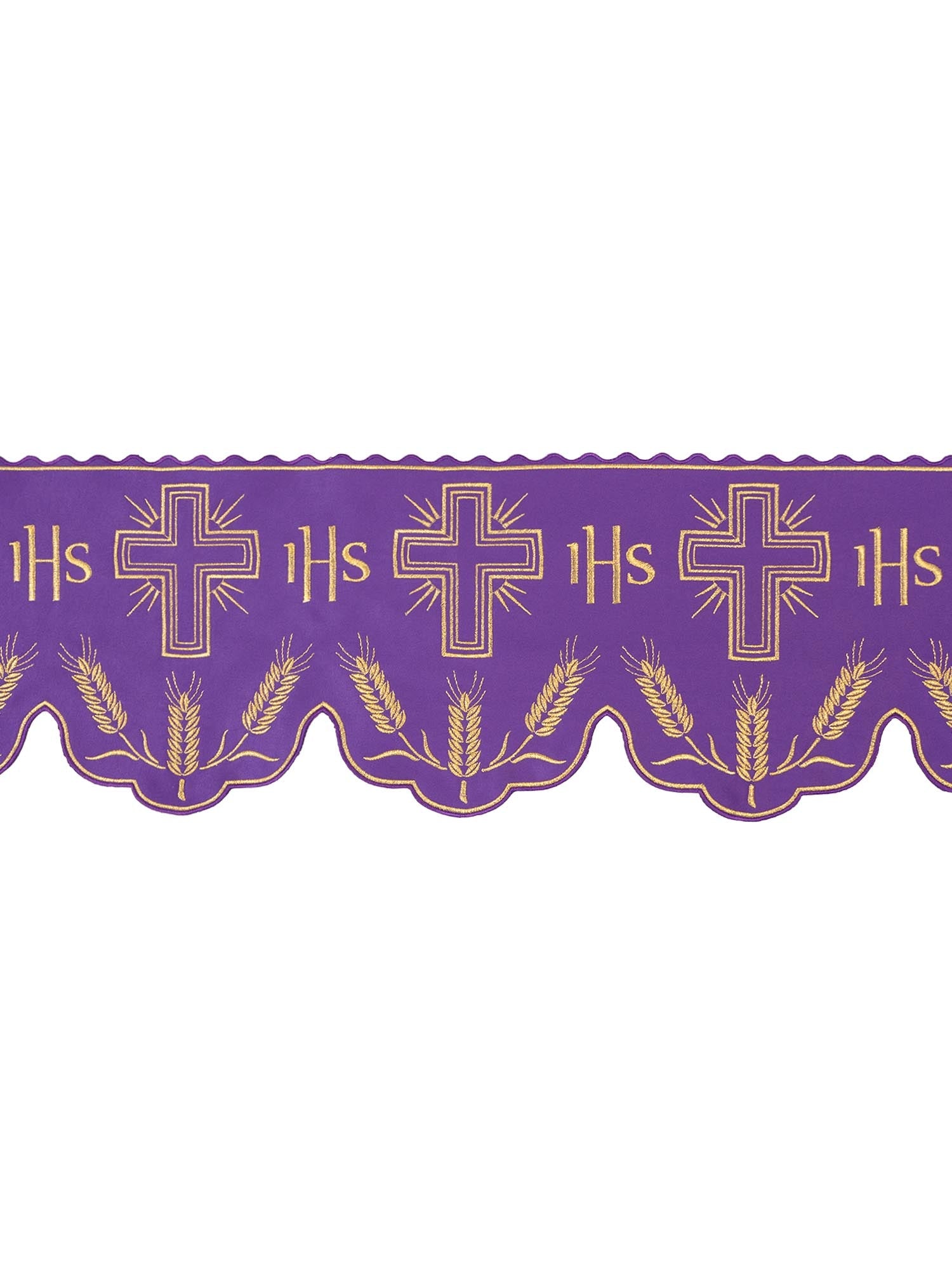 Purple liturgical superfrontal with IHS and cross embroidery KOM/040/03 20cm 3,5m - HAFTINAUSA.COM