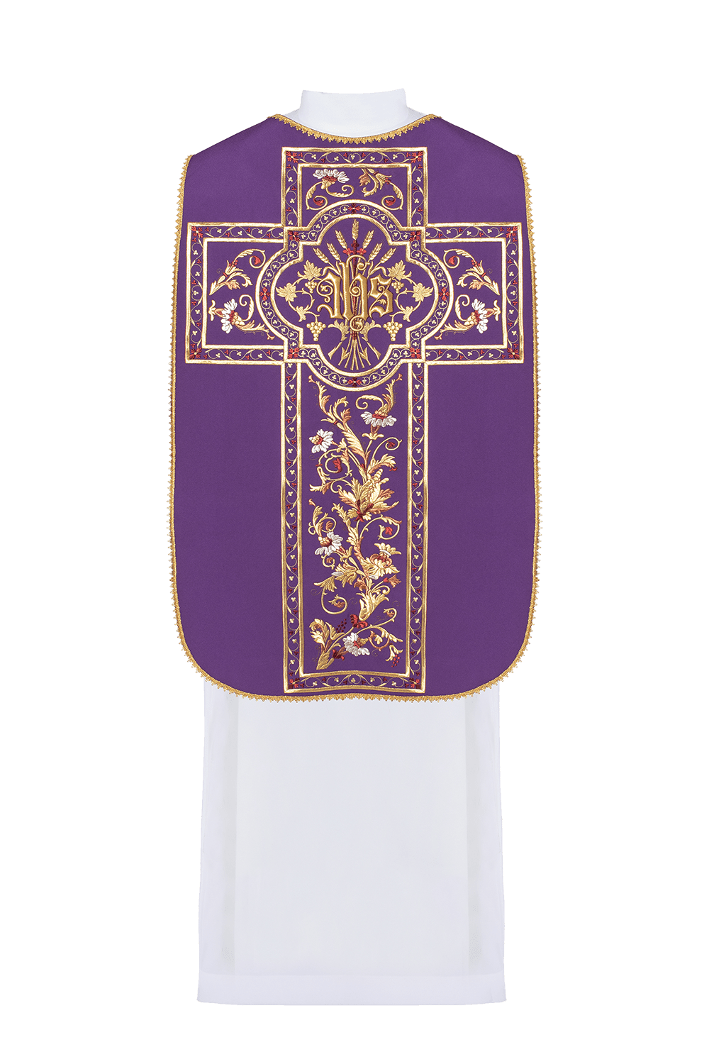 Purple Roman Chasuble embroidered with the motif of IHS KOR/200/03/01 FIOLET - HAFTINAUSA.COM