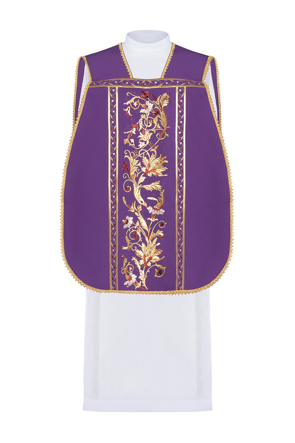 Purple Roman Chasuble embroidered with the motif of the Sacred Heart of Jesus KOR/199/03/01 - HAFTINAUSA.COM