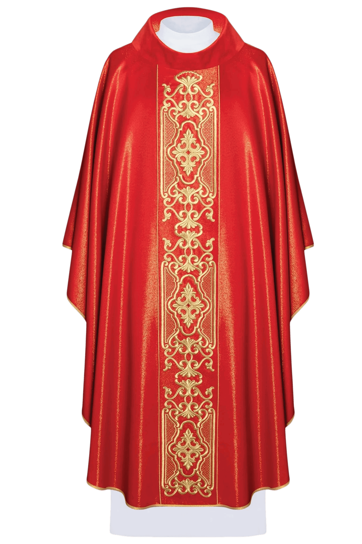 Red chasuble on shiny fabric LE/7021/02 - HAFTINAUSA.COM