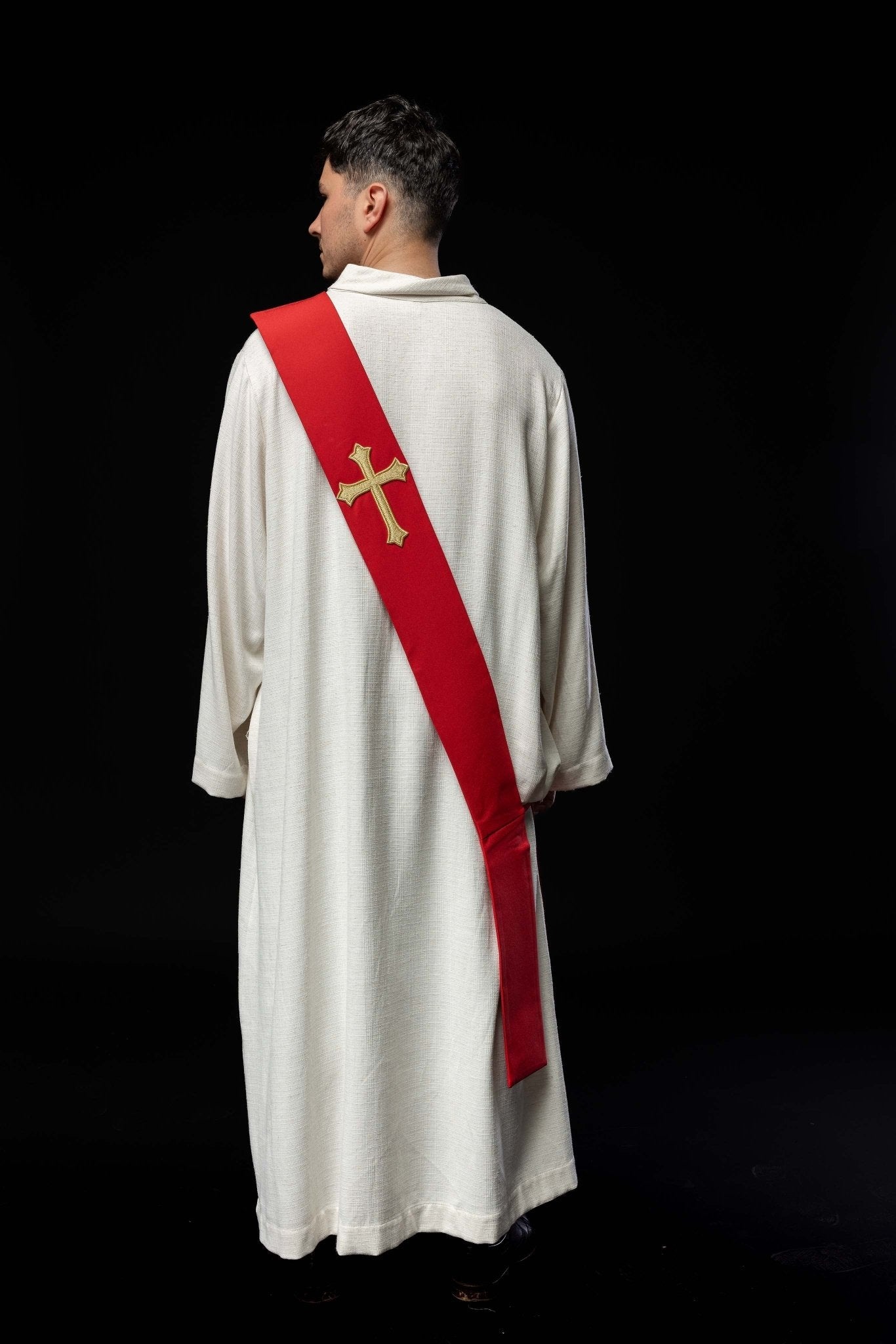 Red Deacon stole with a Cross KSD/133/02/01 CZERWONY - HAFTINAUSA.COM