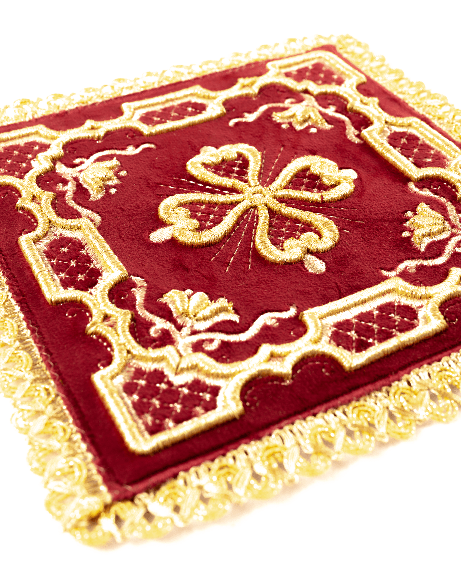 Red velvet embroidered chalice linens set KDT/5035/02/W - CHASUBLES.COM