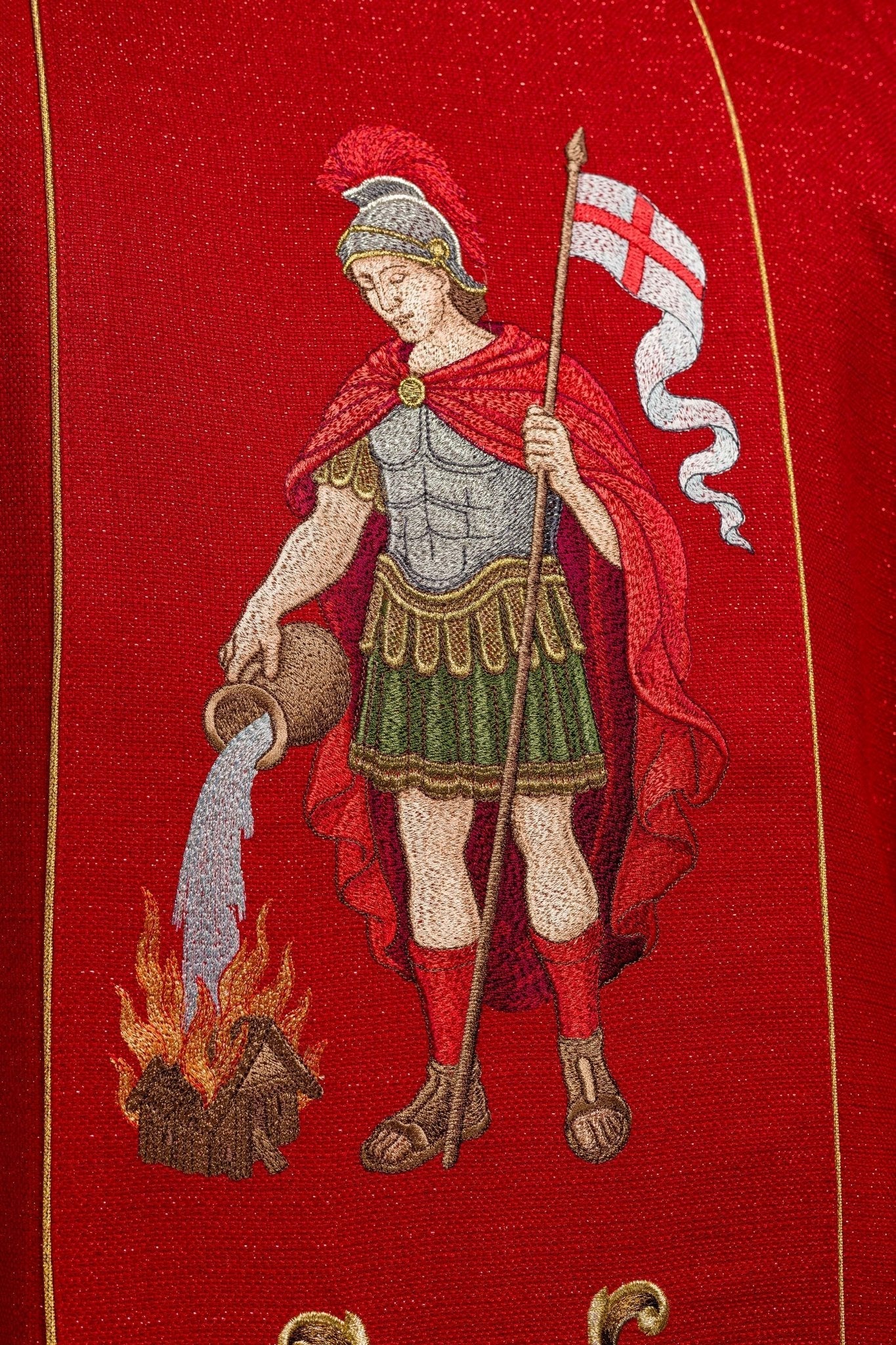 Richly embroidered chasuble with the image of Saint Florian KOW2/037/02/71 - HAFTINAUSA.COM