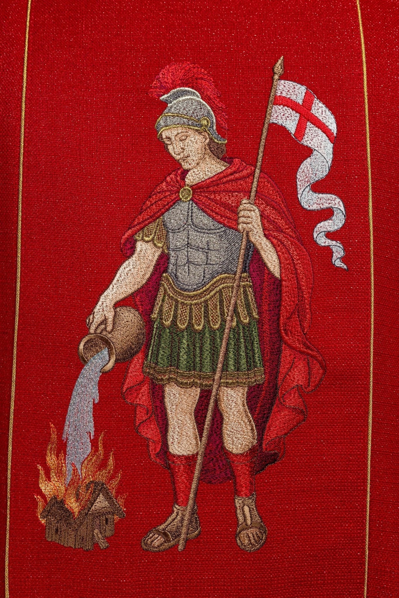 Richly embroidered chasuble with the image of Saint Florian KOW2/037/02/71 - HAFTINAUSA.COM