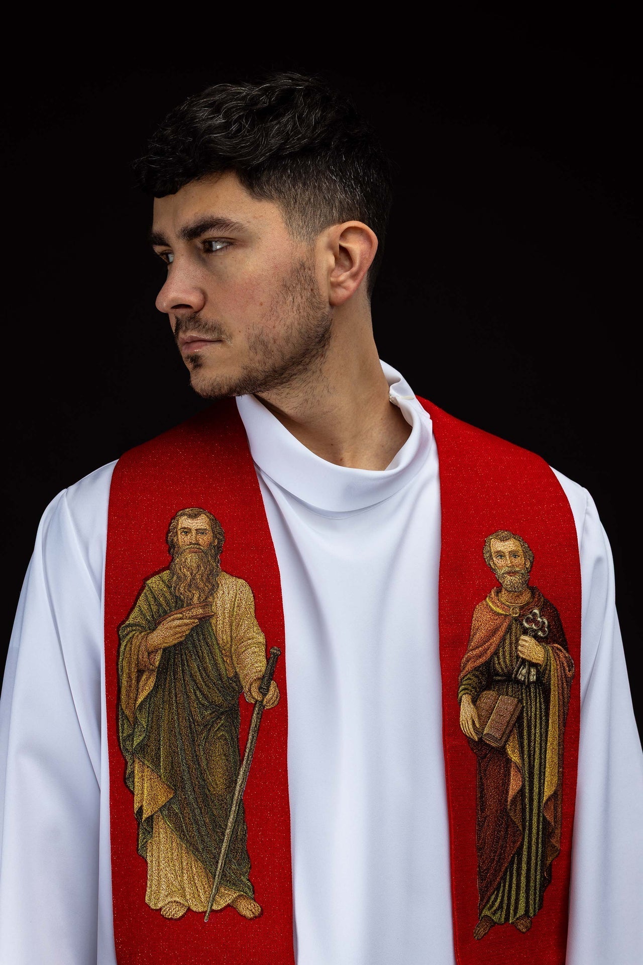 Richly embroidered stole with the image of Saints Peter and Paul KSW2/017/02/71 - CHASUBLES.COM