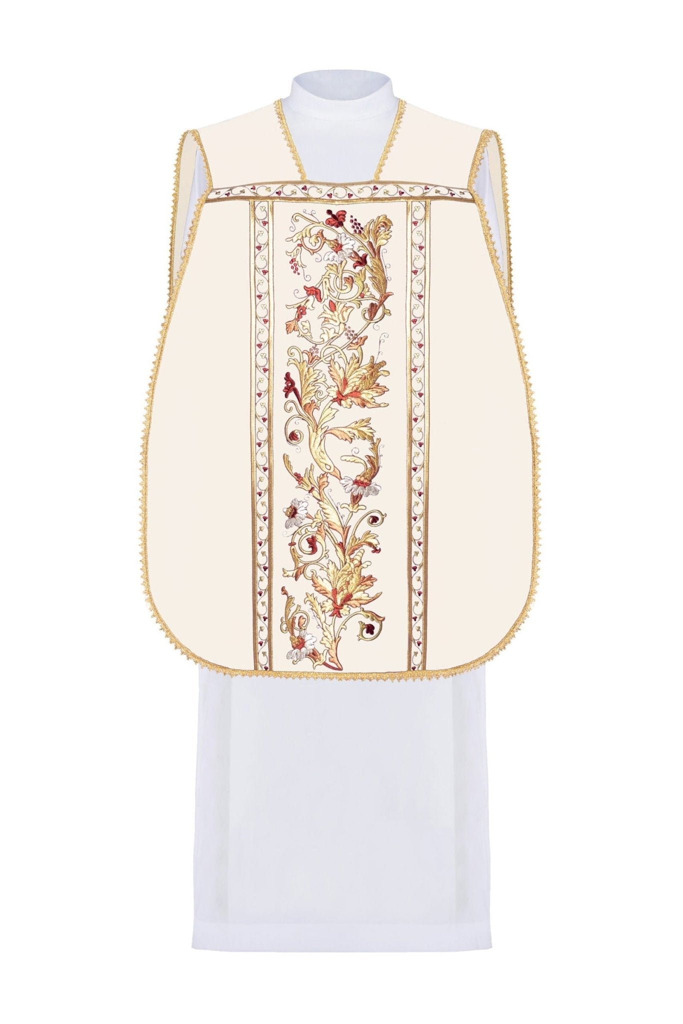 Roman chasuble in ecru with gold chalice embroidery KOR/198/05/01 ECRU/RZ - HAFTINAUSA.COM