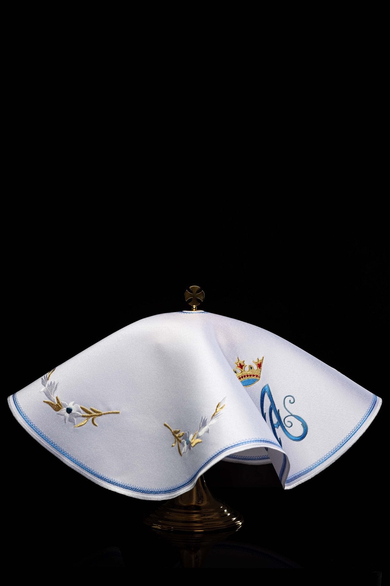 Round veil for a can with a Marian motif KWE/003/O/04 53cm BIAŁY - CHASUBLES.COM